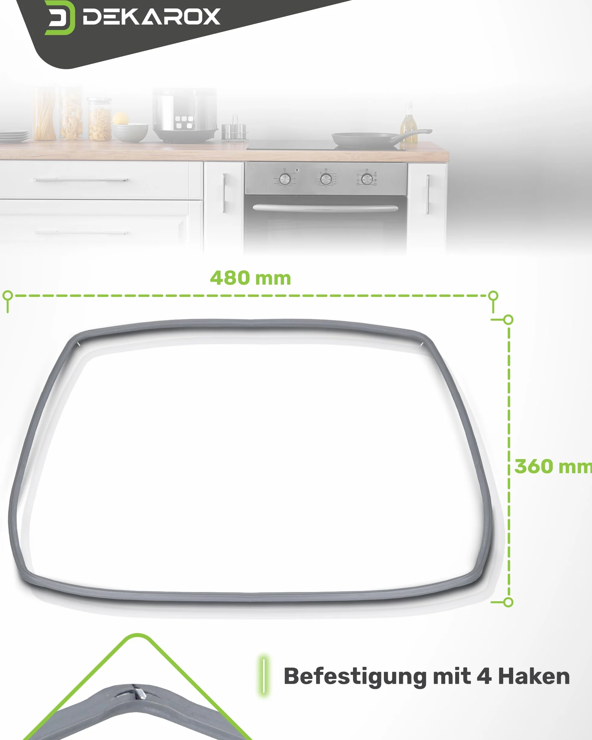 Uszczelka do drzwi, 480 x 360 mm, 4 haki, kompatybilna z Miele Imperial Quelle 6432220 do piekarnika