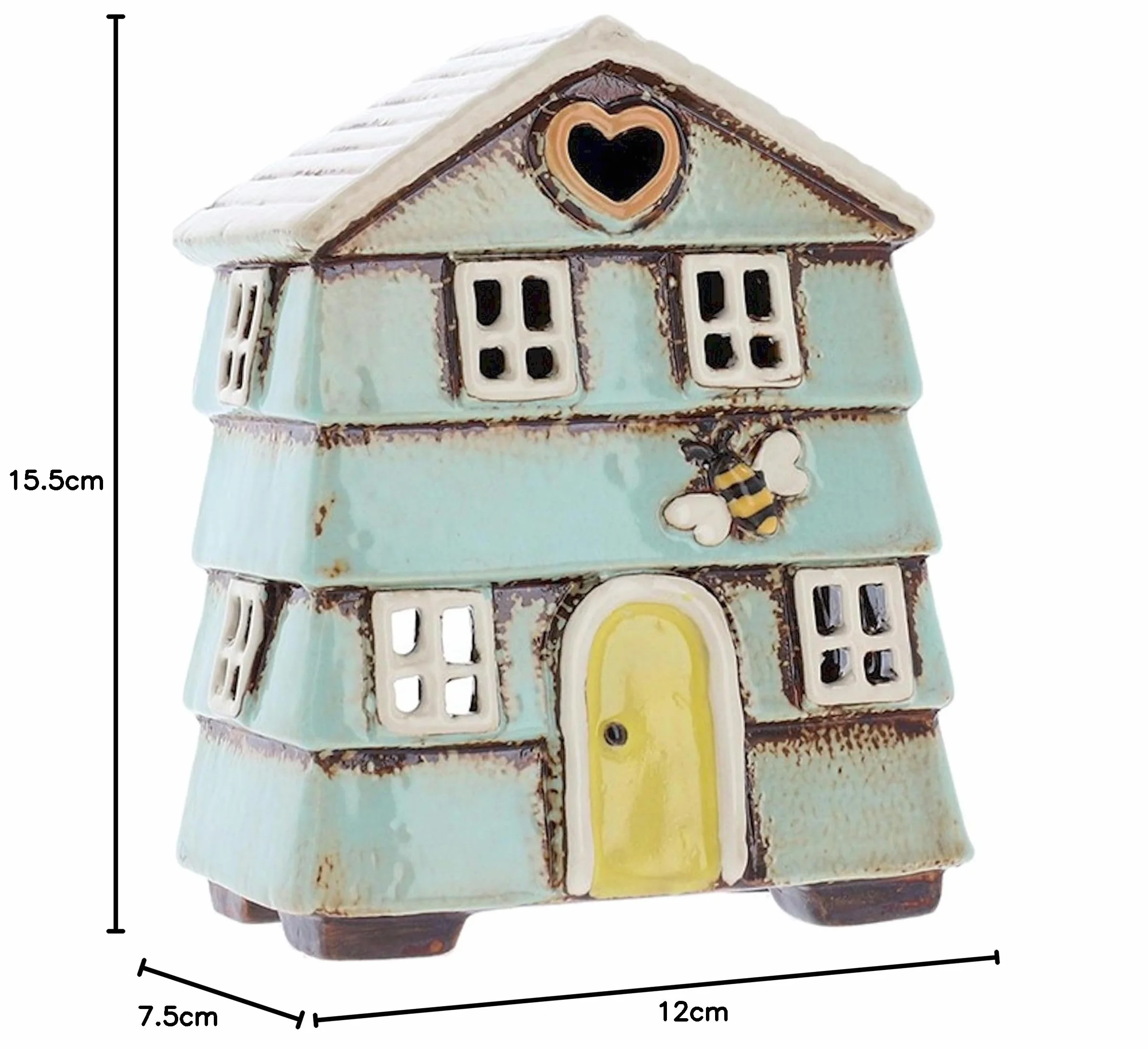 Village Pottery Aqua Blue Beehive House Tealight Holder