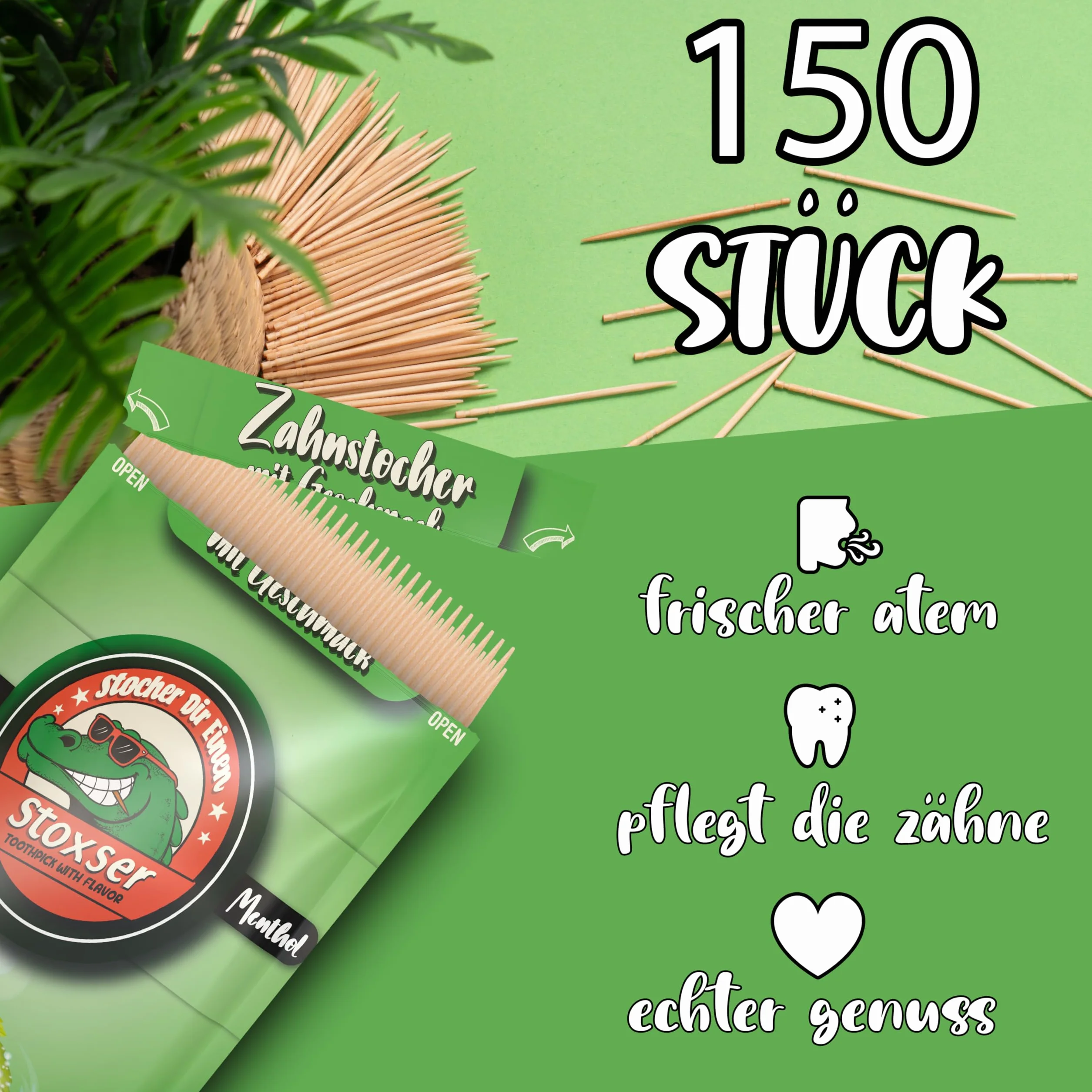 Stoxser 600 x wykałaczka o smaku 4 szt. brzoskwinia i jagoda i cytryna/cytryna i mięta/mentol rewolucja smakowa wykałaczki smakowe bez gumy do żucia, bez cukru
