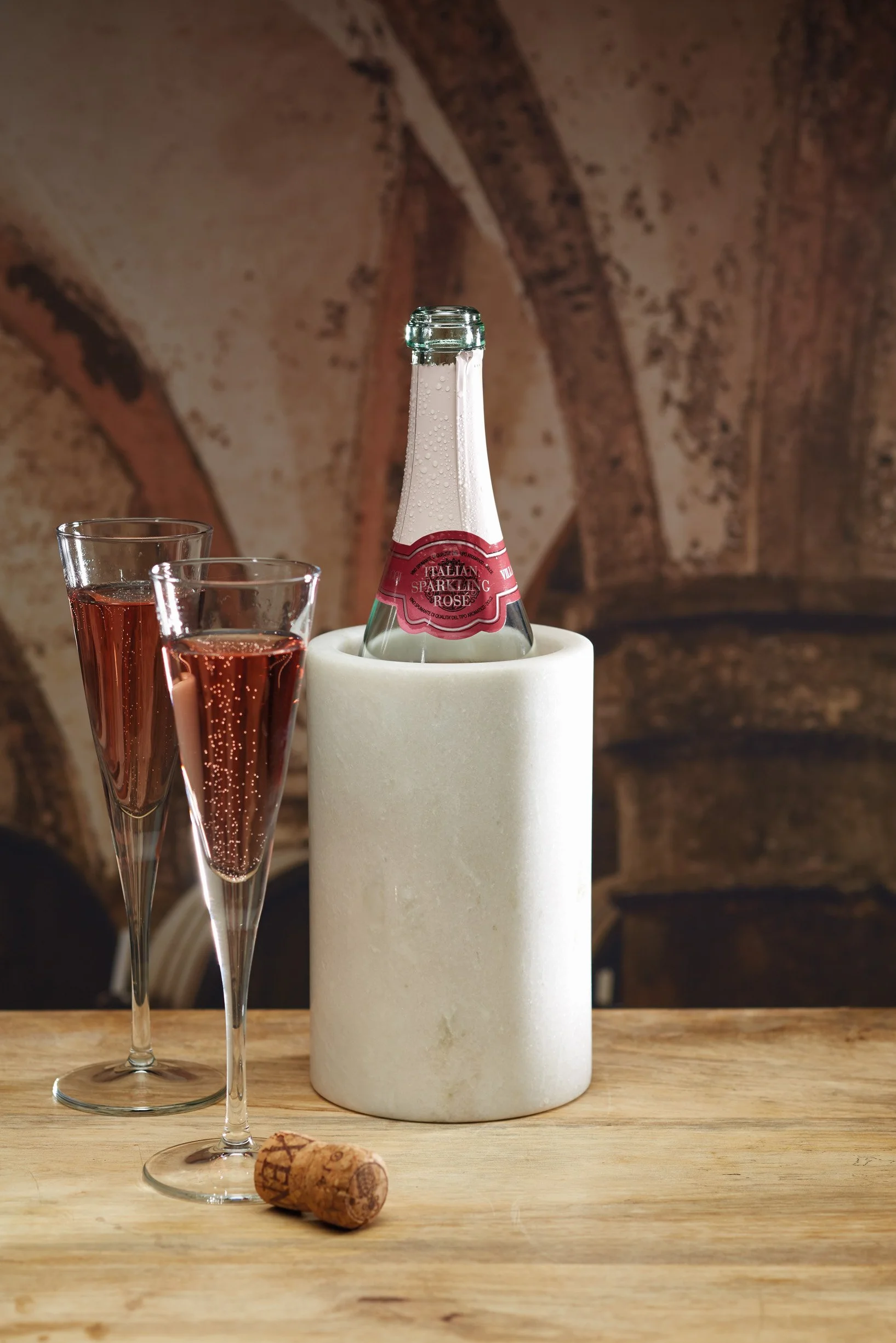 Artesà Marble Wine Cooler, wysokiej jakości uchwyt na napoje/butelki z naturalnego kamienia, chłodziarka do wina – biały