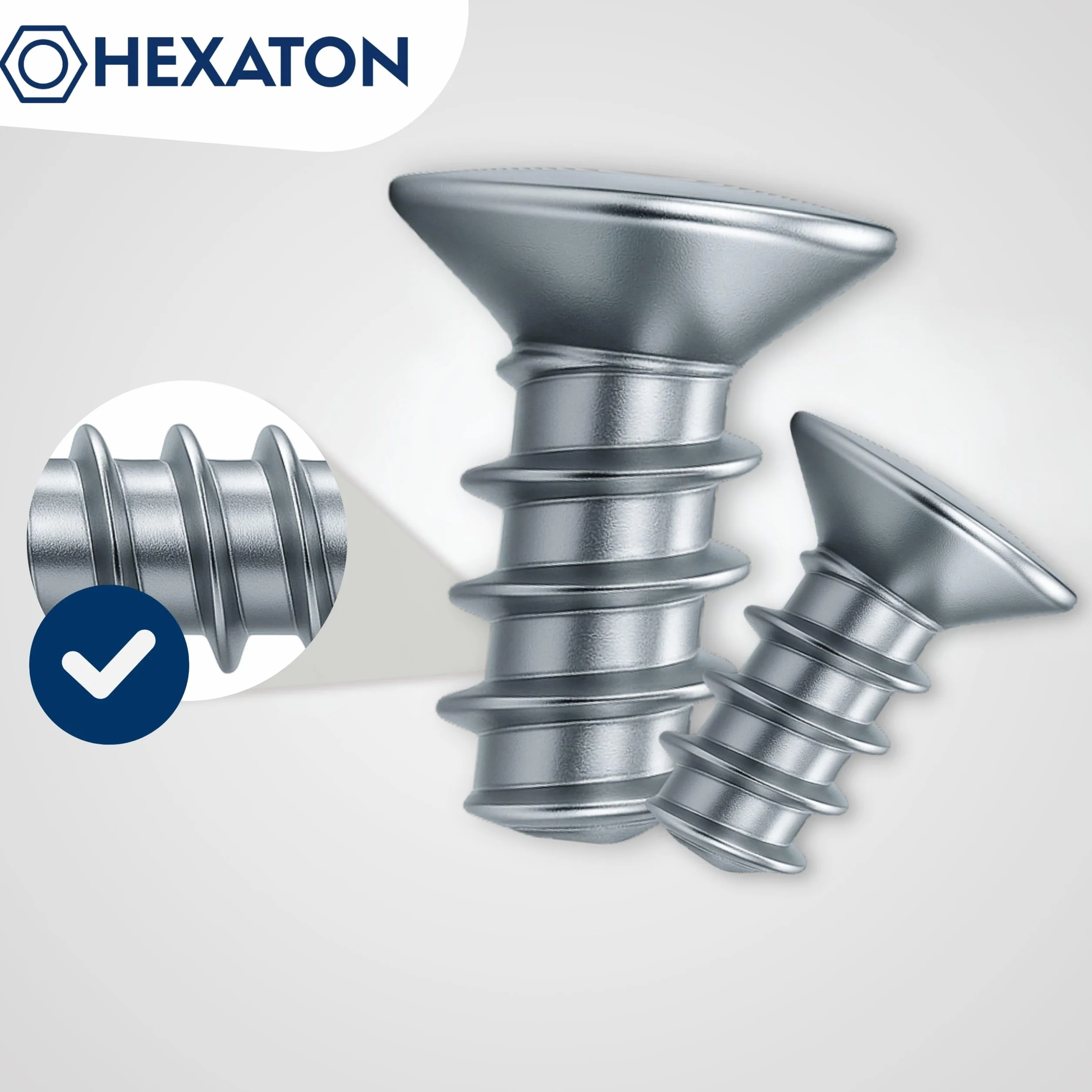 HEXATON Wkręty Euro z Łbem Stożkowym Pozidriv 6,3 x 16 mm - 100 Sztuk - Stal w Ocynku Białym - Gwint do Drewna Wkręty na Całości