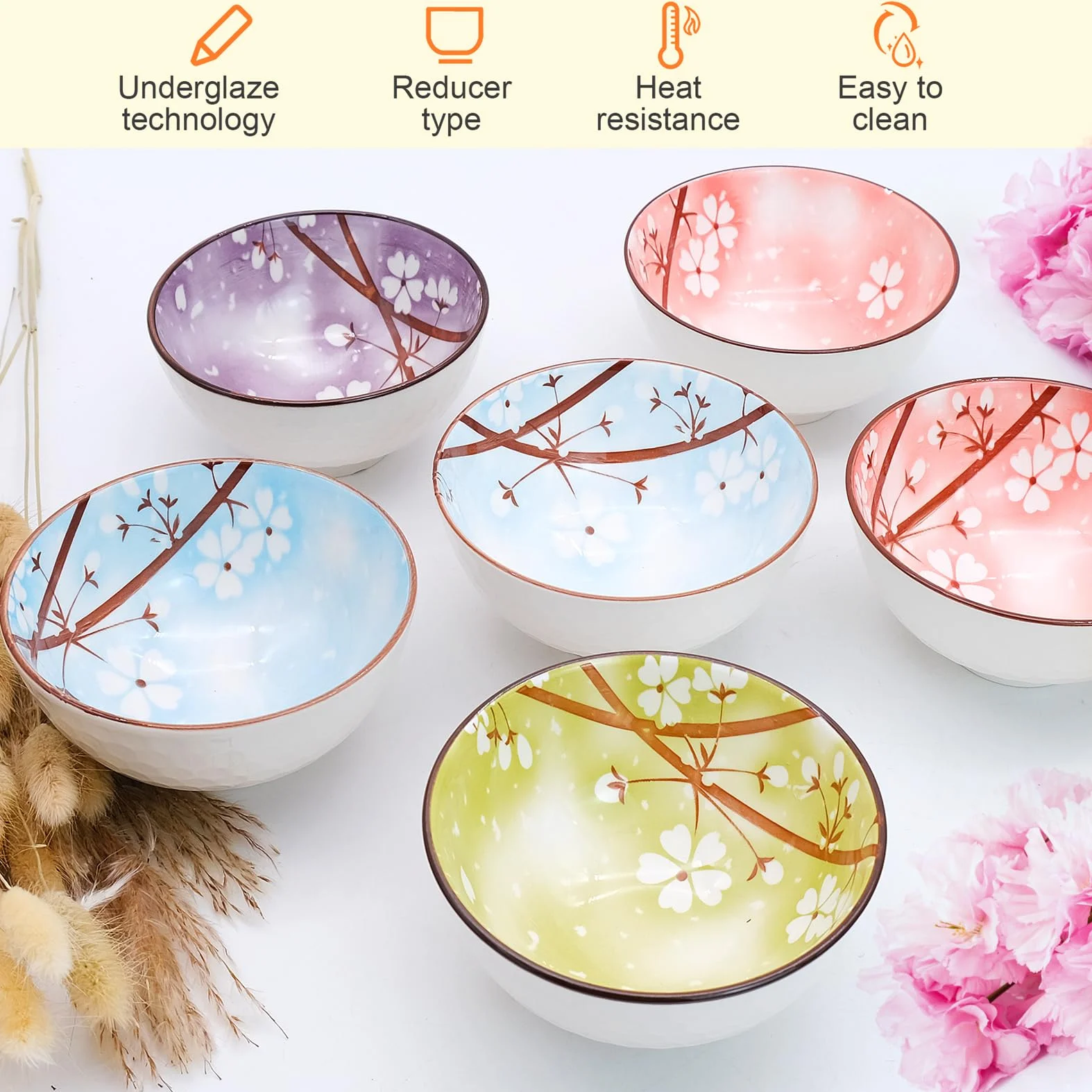 6 miseczek do musli z porcelany, miseczki deserowe, porcelanowe miseczki dla dzieci i dorosłych, porcelanowe małe miski 300 ml, na zupę, sałatkę, deser, przekąski