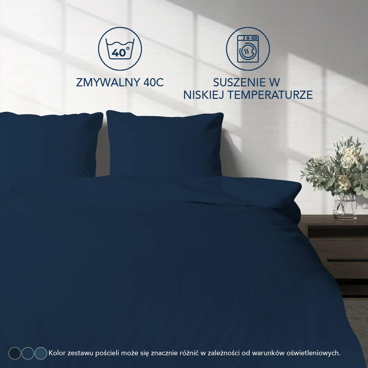 Dreamzie Pościel 160x200 cm, 4-Częściowa - Poszwa 240x260 cm, Prześcieradło z Gumką 160x200 cm, 2x Poszewka 65x65 cm - Ciemnoniebieski - Mikrofibra 100 nit/cm² - Oeko-Tex