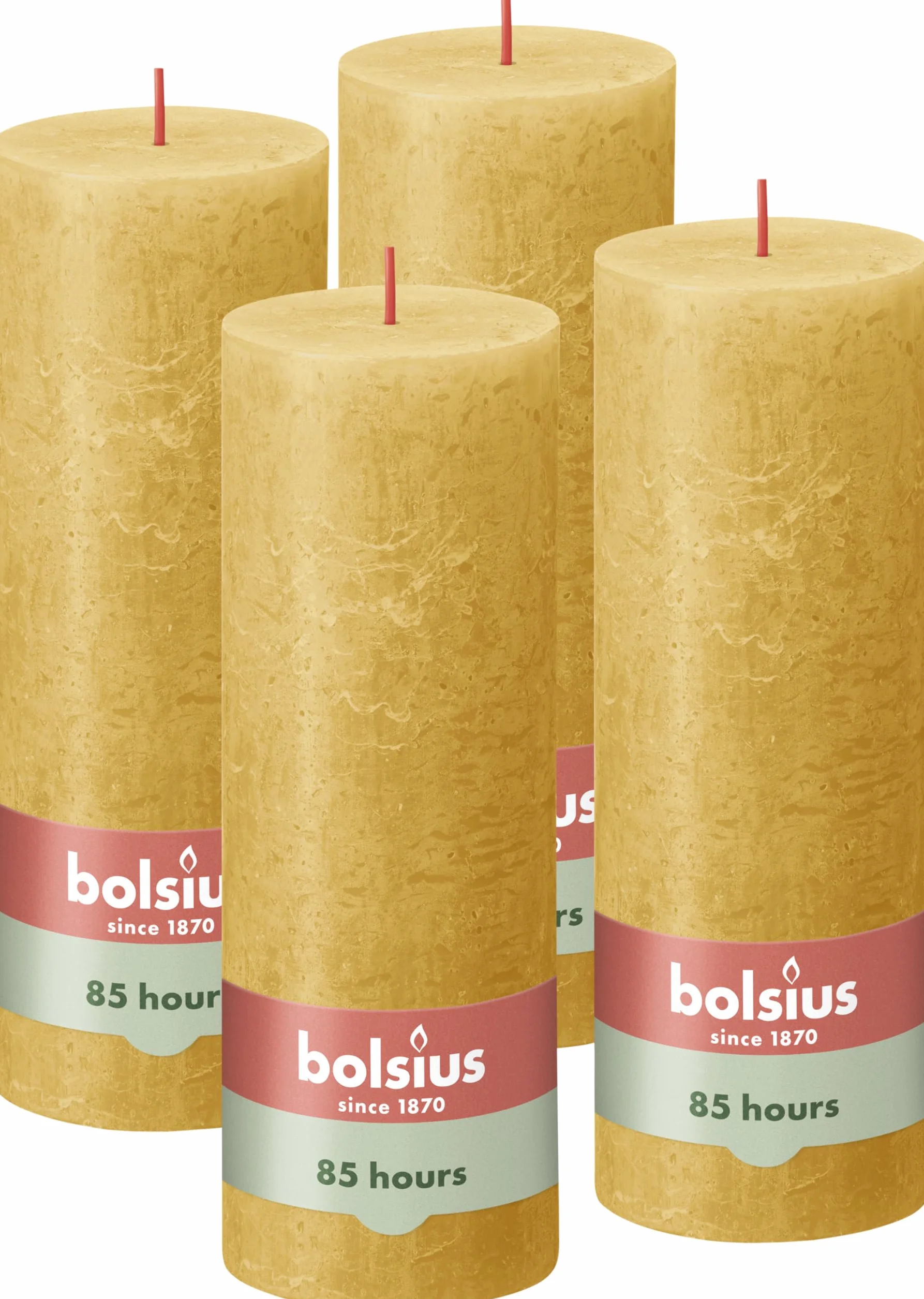Bolsius Świeca Filarowa, Żółty, 4 Sztuki