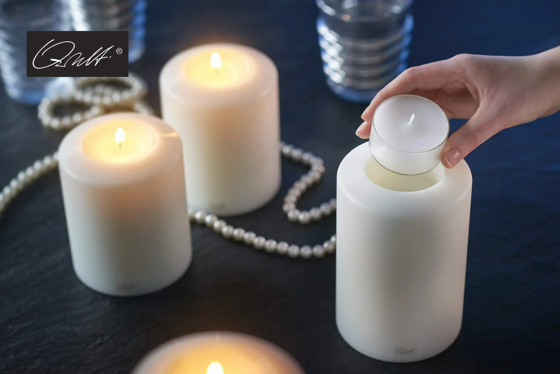 Qult Farluce Trend • Świecznik Na Podgrzewacze W Kształcie Świecy • Świeca Z Tworzywa Sztucznego • Tealight Z Wkładem Na Podgrzewacze • W Zestawie Świeczka