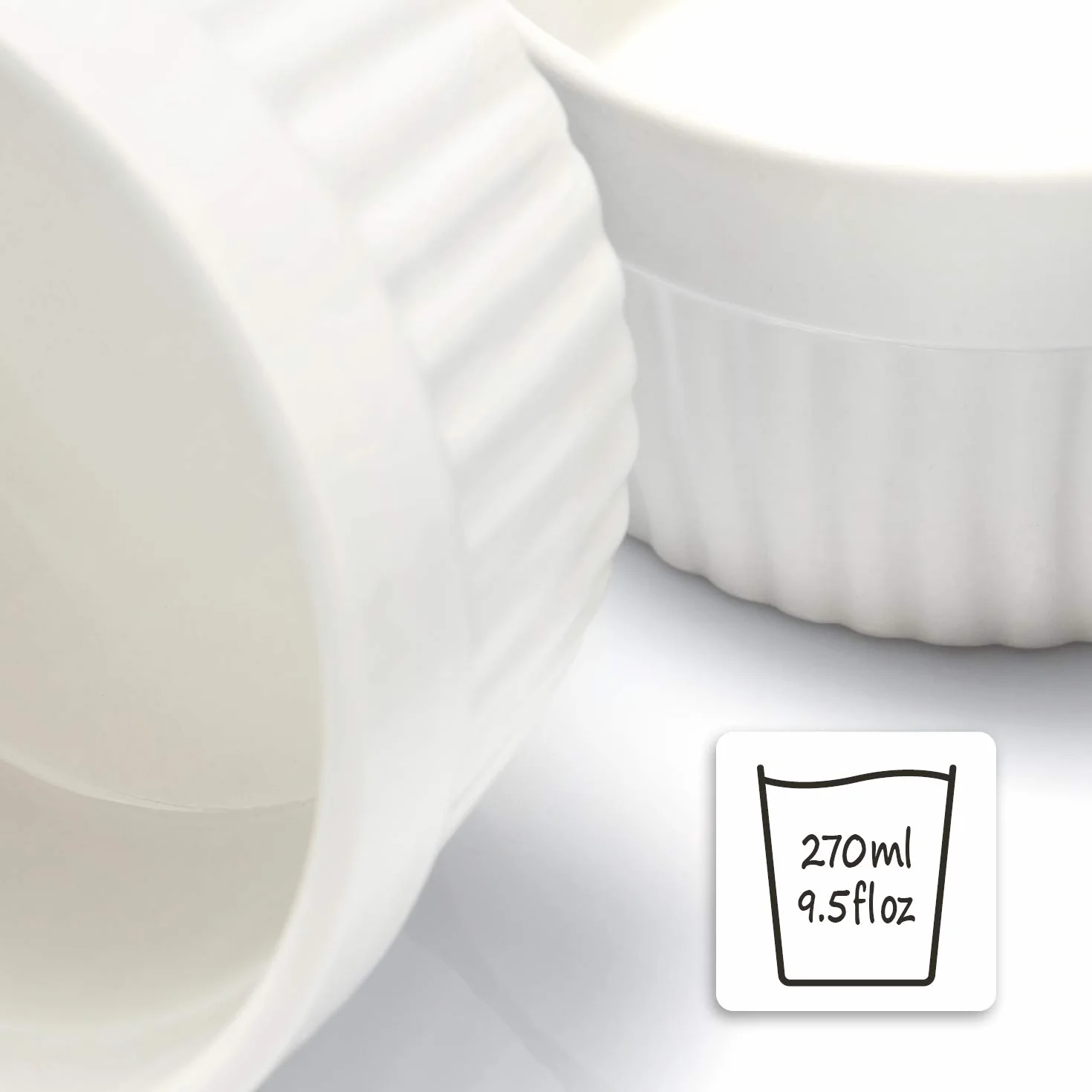 COM-FOUR® 6x Formy do sufletów - ceramiczne, zaroodporne naczynia do creme brulee - naczynie deserowe np. do Ragout Fin - po 270 ml - w kolorze bialym