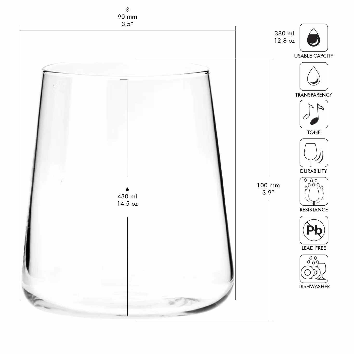 KROSNO Szklanki do Wody 430 ml Zestaw 12 Sztuk Kolekcja Avant-Garde