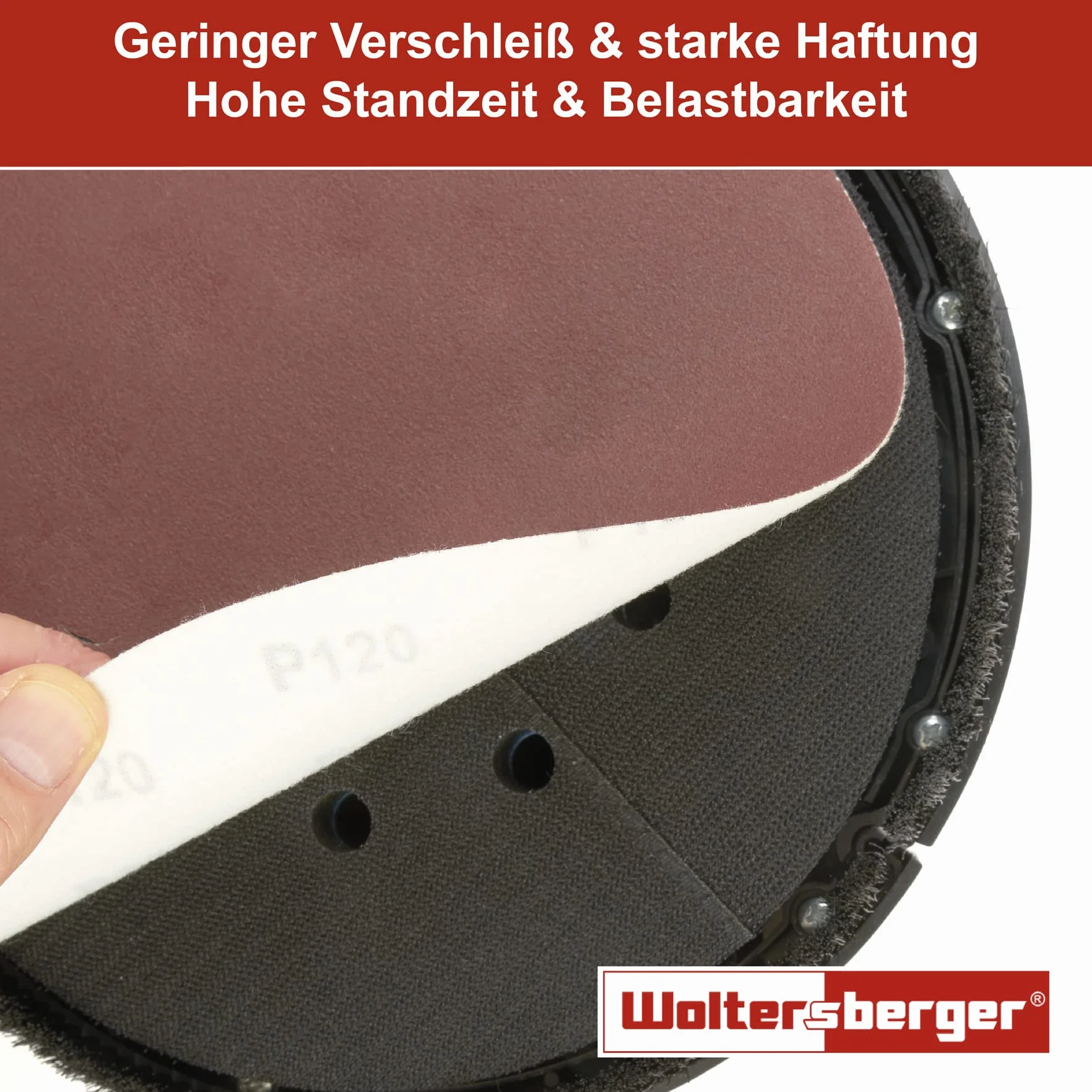 Woltersberger® 50 sztuk ściernic Ø 180 mm | ziarnistość P40, P80, P100, P180, P320 | bez otworu w kolorze czerwonym | papier ścierny szlifierski do płyt gipsowo-kartonowych