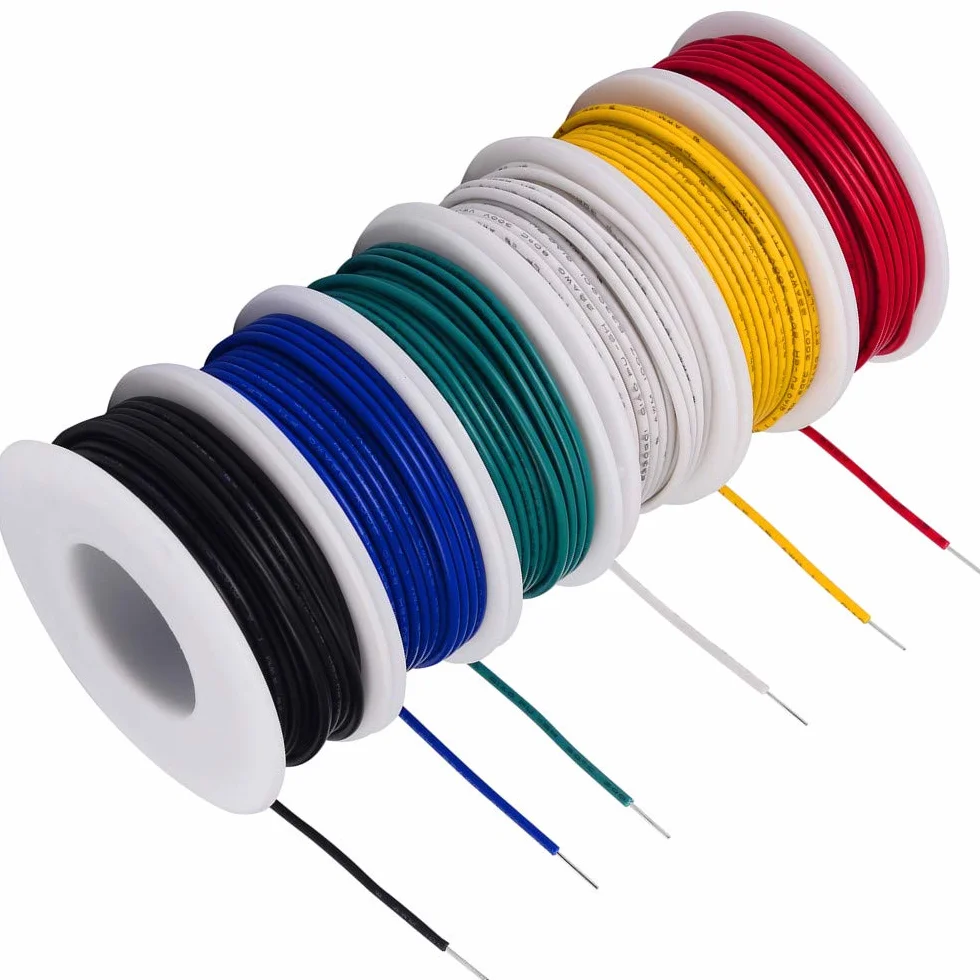 TUOFENG 20 awg drut stały Core Hookup Fili-6 różnych kolorów zworka drucianego 26,3 ft lub 8 m każdy, 20 mierników ocynowanego drutu miedzianego PCW (OD: 1,7 mm) hak nad drutem zestaw