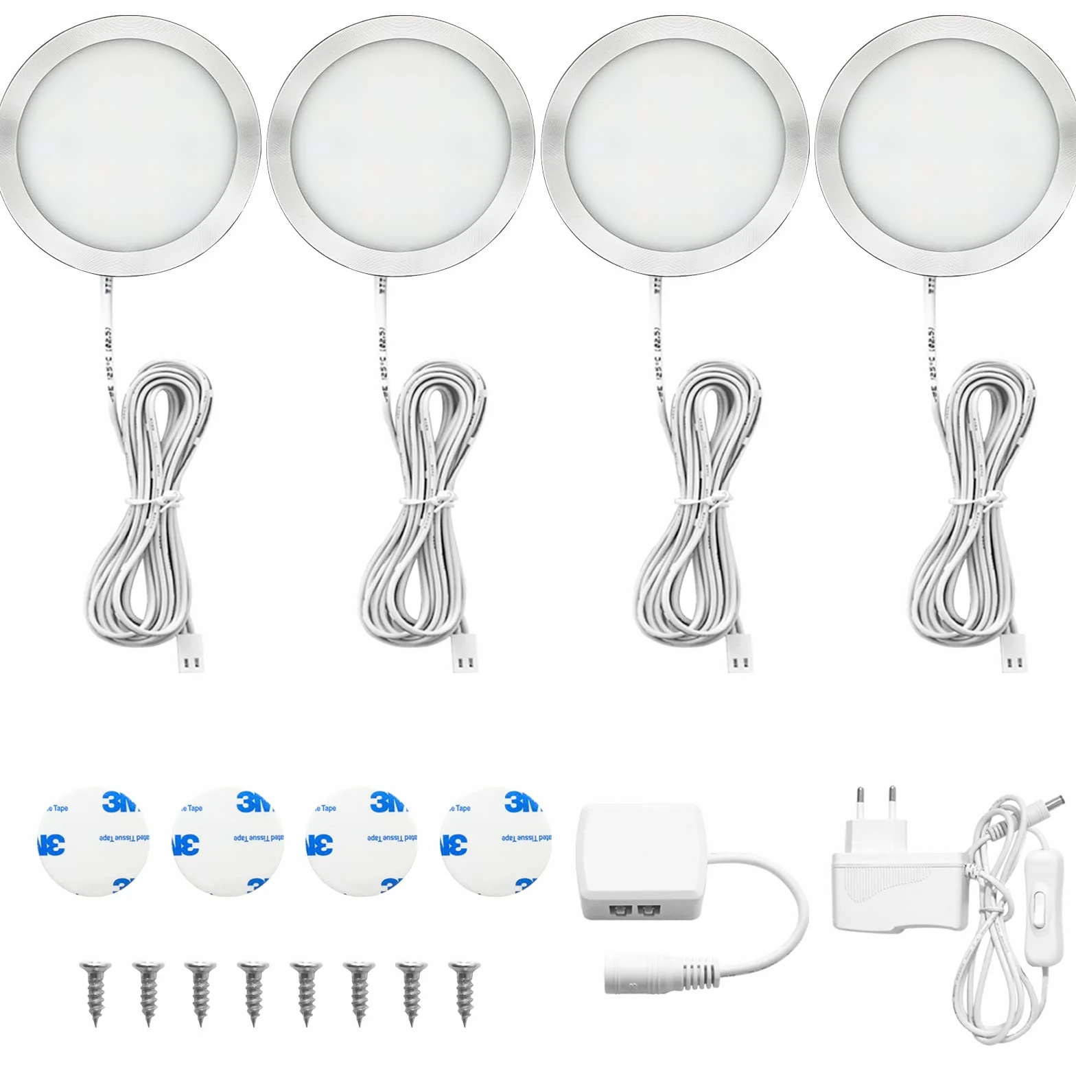 4. Lampa do szafy LED, oświetlenie LED do kuchni pod szafką, ciepła biel, oświetlenie punktowe LED do szafy kuchennej, szafy, na kemping, do przedpokoju, toalety, 250 lm, akcesoria w zestawie