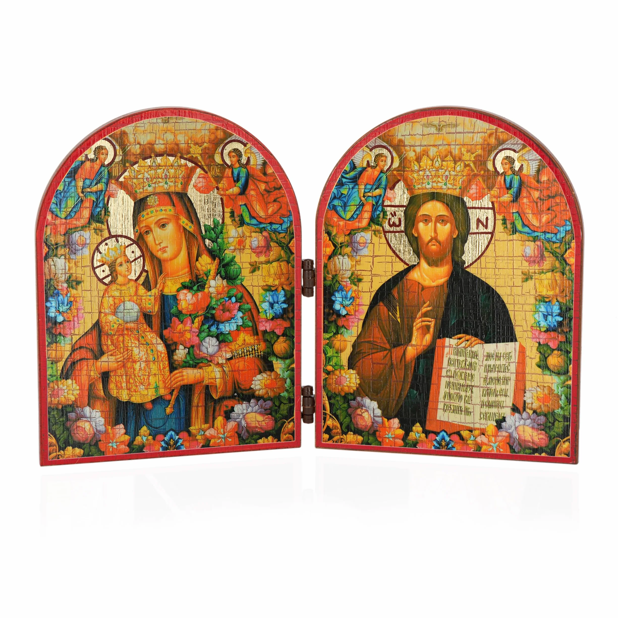 NKlaus Gm niewiędnący kwiat i Jezus Chrystus ikona dyptyk 23,5 x 16 drewno 13824