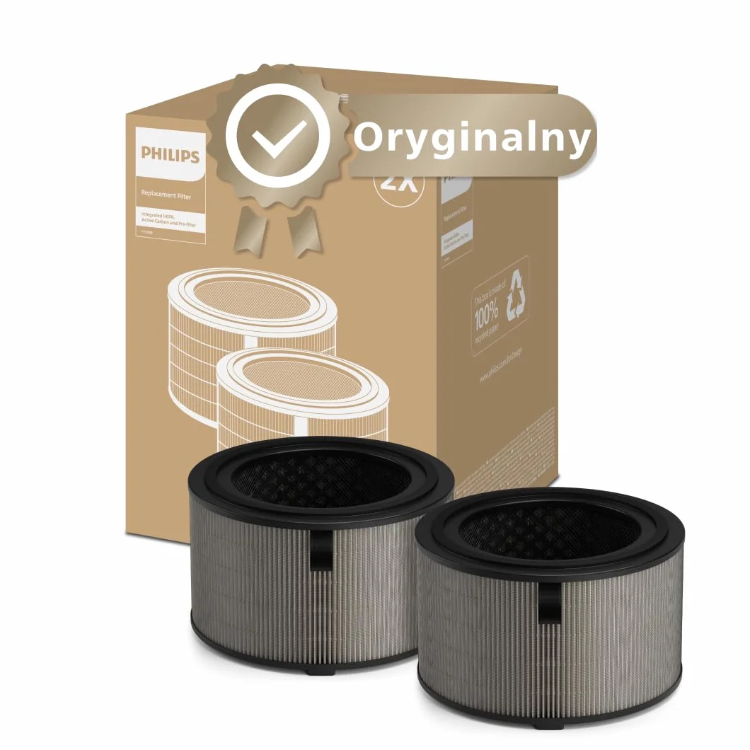 Oryginalny wymienny filtr Philips do oczyszczaczy powietrza serii 3200 AC3210, AC3220 i AC3221, HEPA NanoProtect + aktywny węgiel, 12 miesięcy żywotności, czarny/biały (FY3200/30)