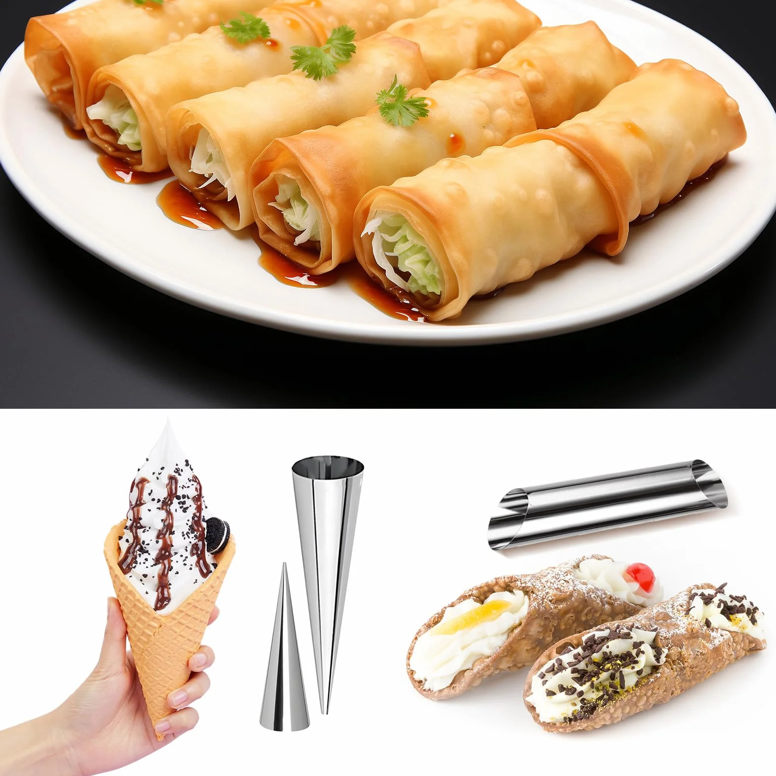 Cannoli formy do pieczenia ze stali nierdzewnej, 18 sztuk, foremki do pieczenia ciastek, rogalików, do pieczenia