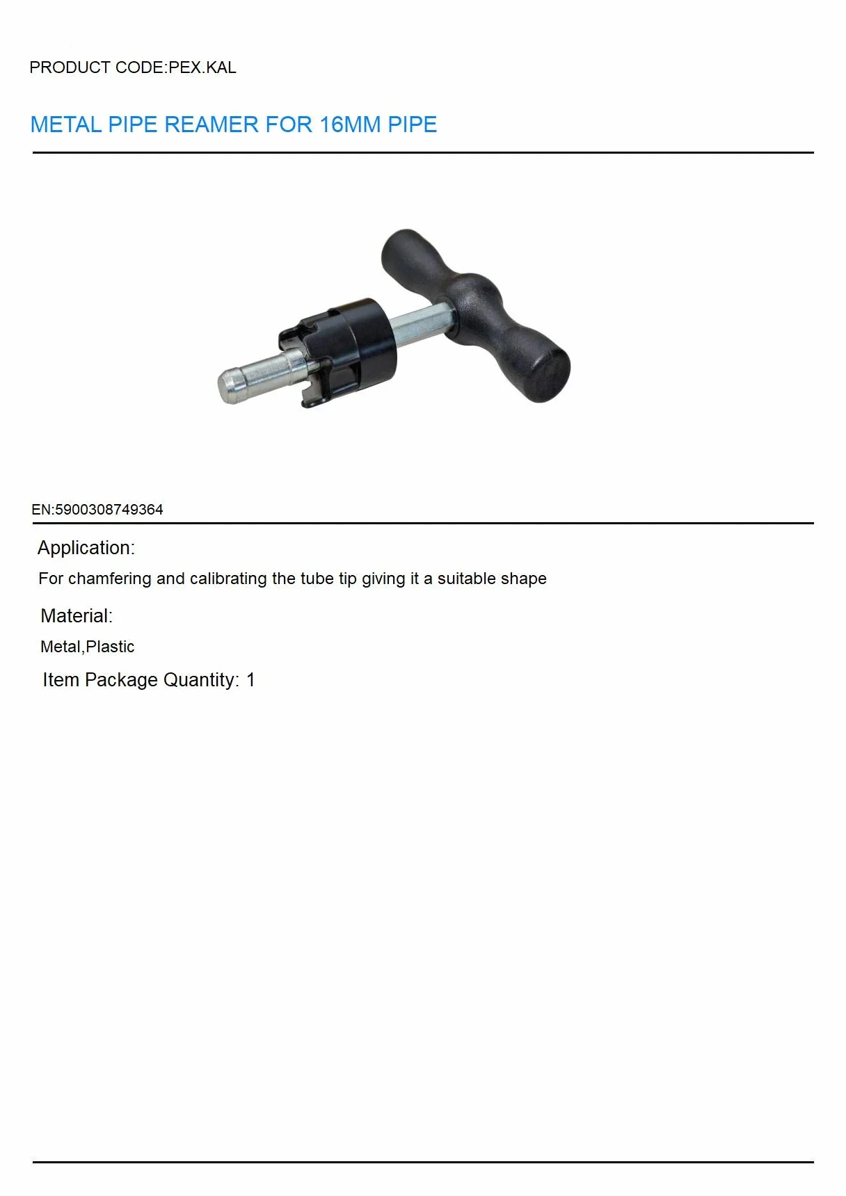 Metalowy rozwiertak kalibrator PPR do rur PEX: system Wärmer 16 mm PSW TRADE SUPPLIERS LTD