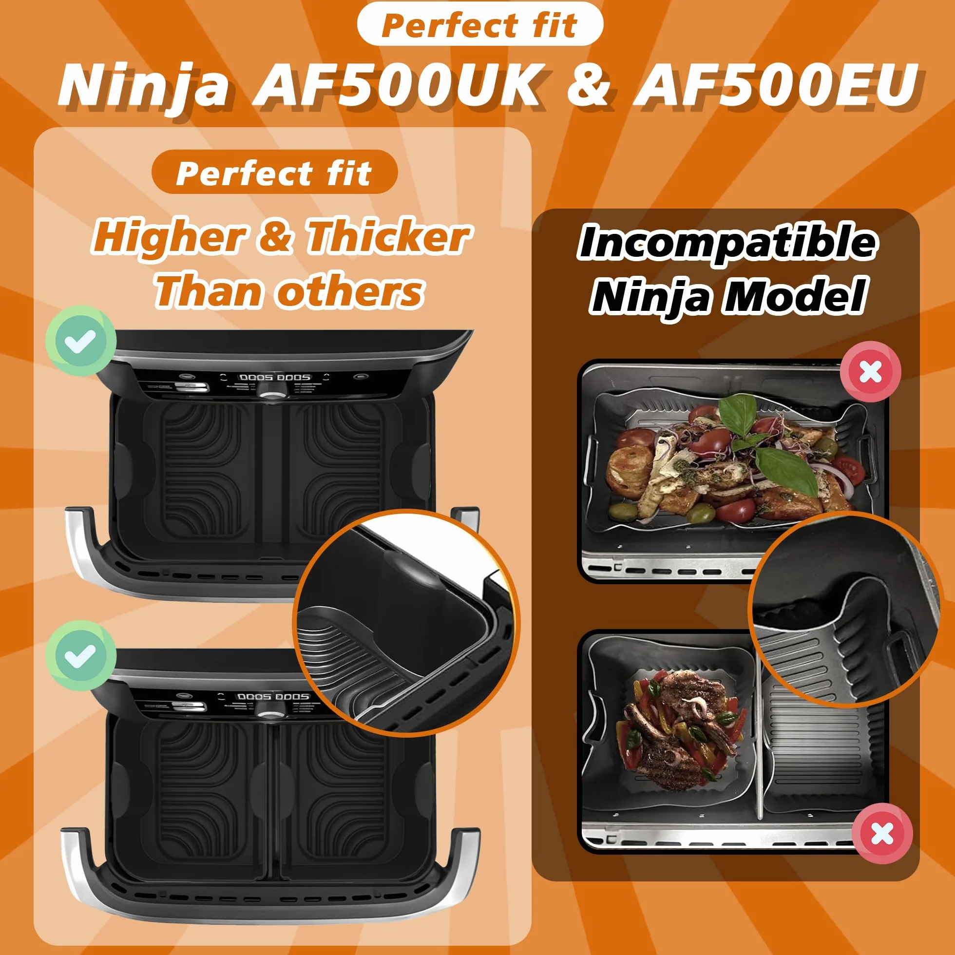 Pietuley 29 Sztuki Akcesoria do Frytkownicy na Gorące Powietrze do Ninja Foodi Dual Flexdrawer AF500EU 10,4 l, Airfryer Akcesoria do Cosori Dual Blaze 10 l, Silikonowa Forma do Pieczenia do Airfryer