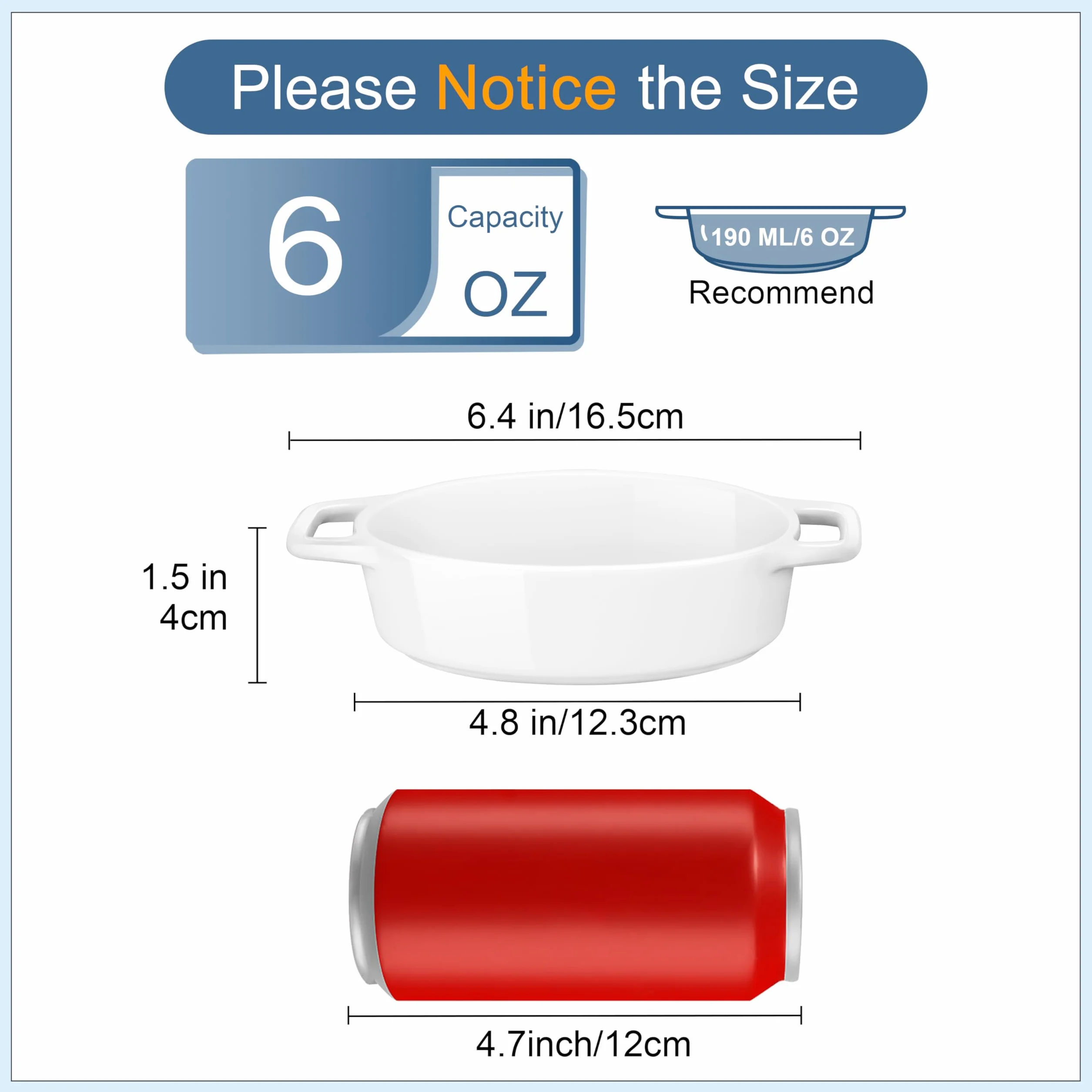 LOVECASA Porcelanowe mini naczynie do zapiekania 190 ml, owalne 11,5 x 3,8 cm, zestaw 4, małe naczynia do pieczenia, mini forma z podwójnym uchwytem, białe