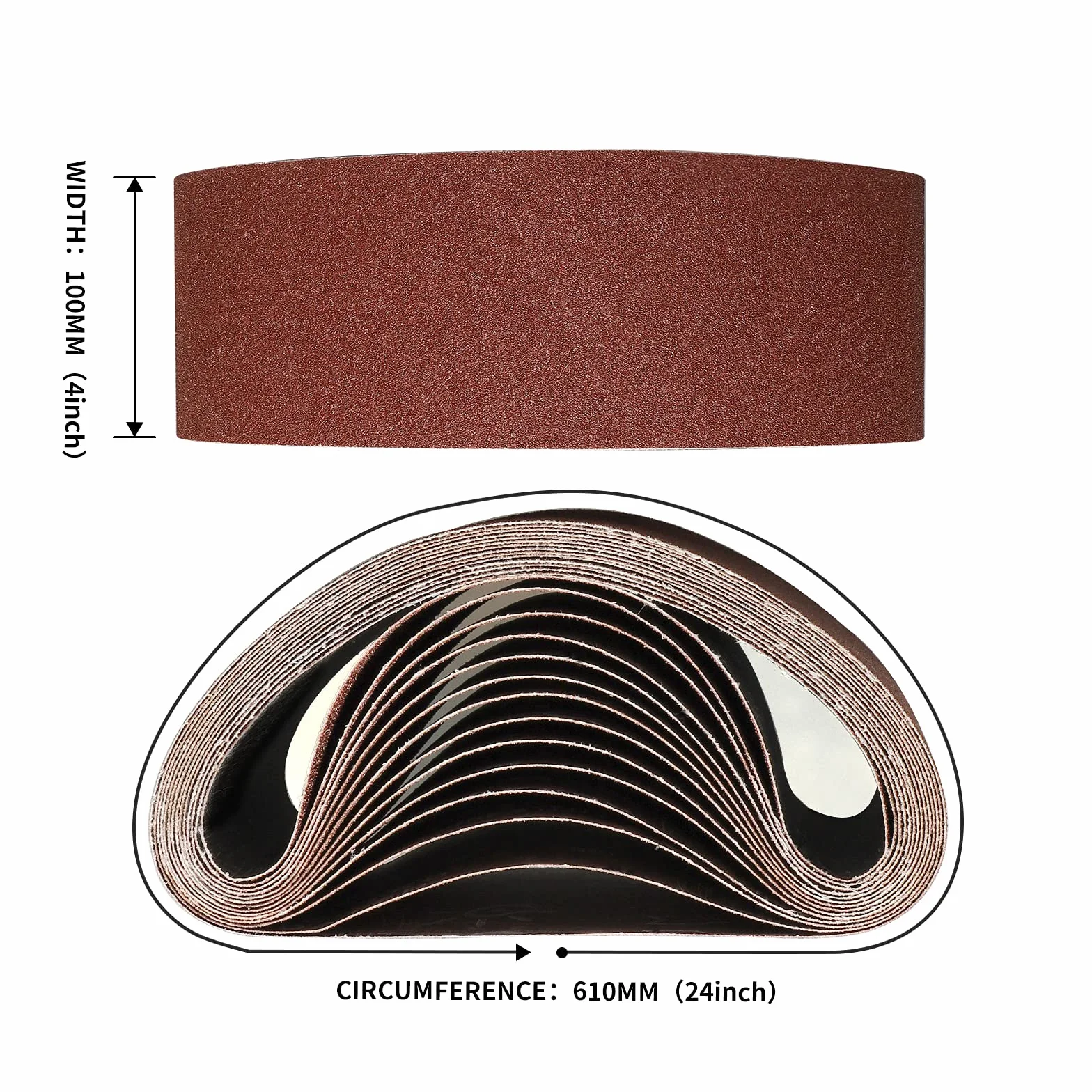 Zestaw taśm ściernych 100 x 610 mm - 8 sztuk, ziarnistość 40, taśmy z papieru ściernego do przenośnej szlifierki taśmowej