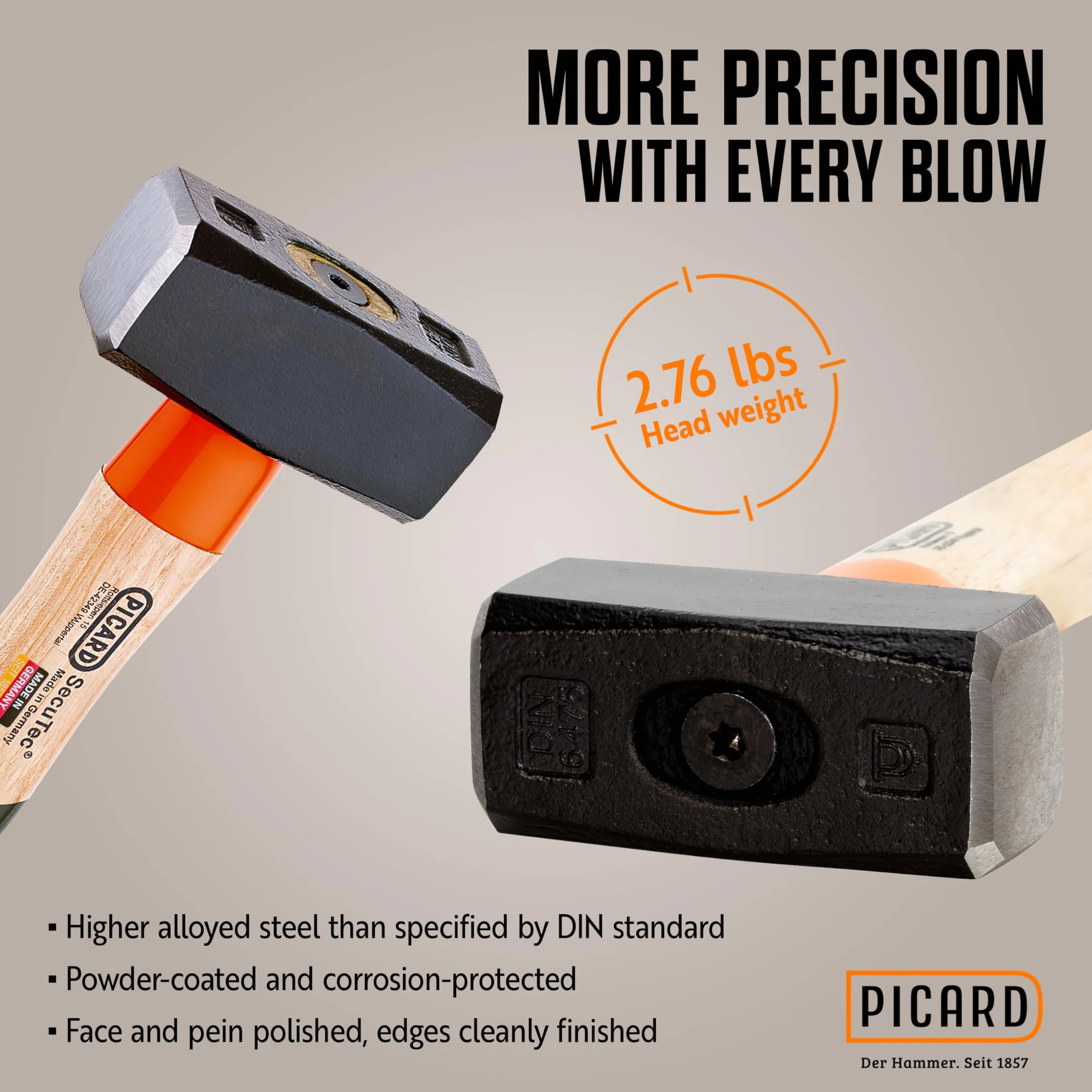 Młotek wyburzeniowy trzonek hikorowy SecuTec 1250g PICARD