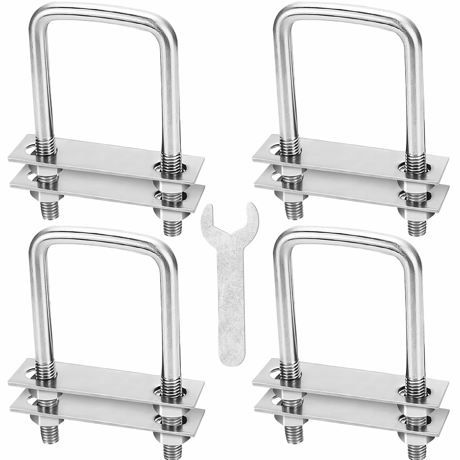 Śruby U M8 U Śruba 65 x 80 mm Śruba U ze stali nierdzewnej 4 szt. Kwadratowe U-Bolts z 16 nakrętką sześciokątną i 8 płytą ramy do zastosowań domowych samochodowych przemysłowych