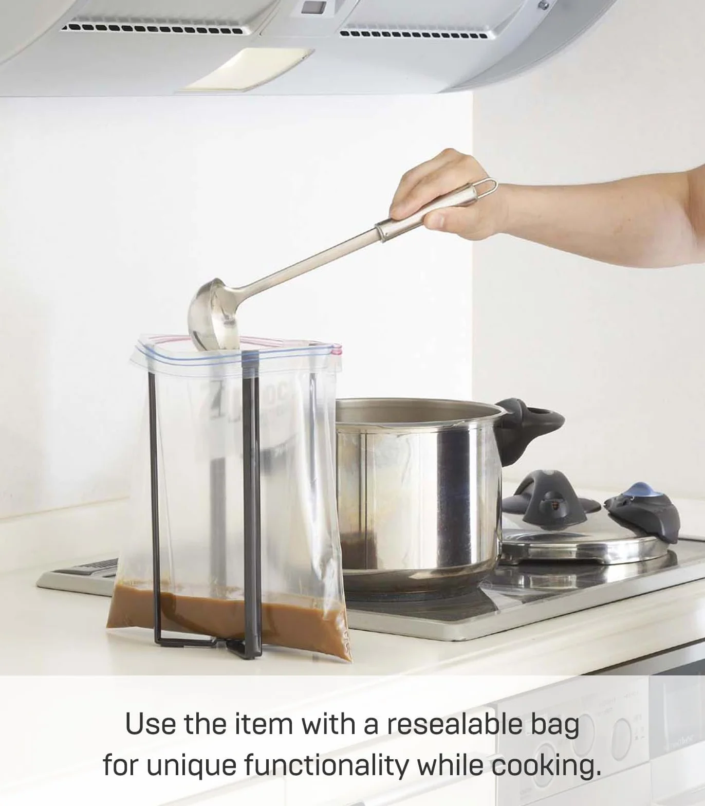 Yamazaki Home Multi Eco Stojak do kuchni plastikowy uchwyt na torbę czarny