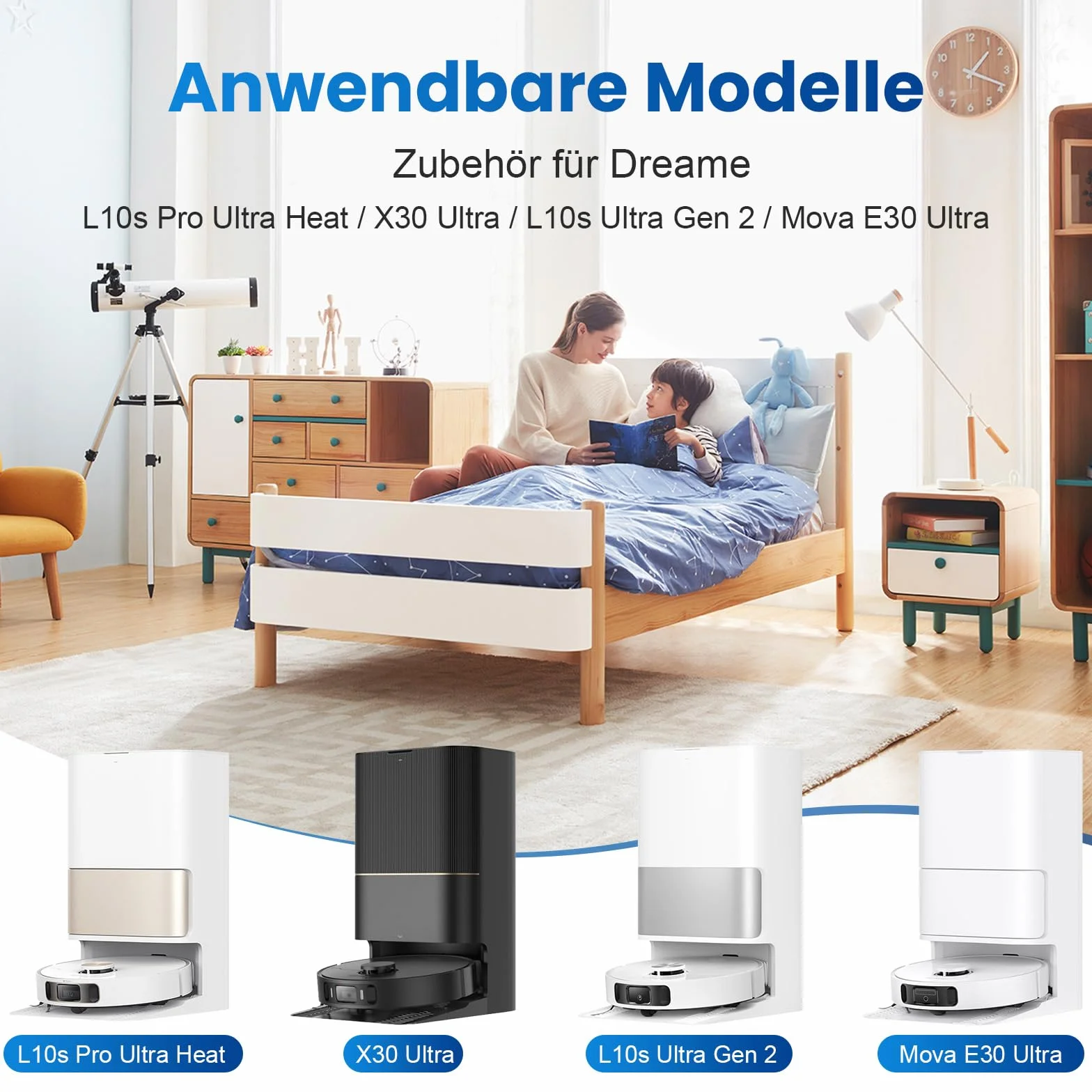 18-częściowy zestaw akcesoriów do Dreame L10s Pro Ultra Heat / L10s Ultra Gen 2 / X30 Ultral/Mova E30 Ultra robot odkurzający, 1 główna szczotka, 4 ściereczki do wycierania, 4 filtry, 4 worki do kurzu
