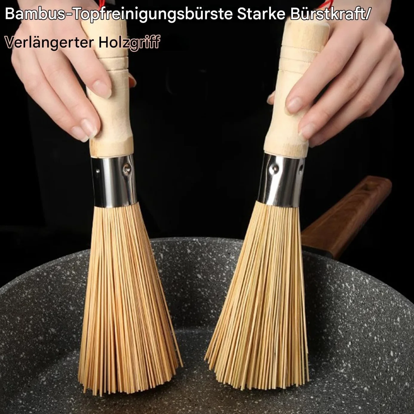 Szczotka do garnków, szczotka do wok ze stali węglowej, szczotka do wok – wielofunkcyjne urządzenia kuchenne, narzędzia do mycia z pętlą do zawieszenia, patelnia do pieczenia