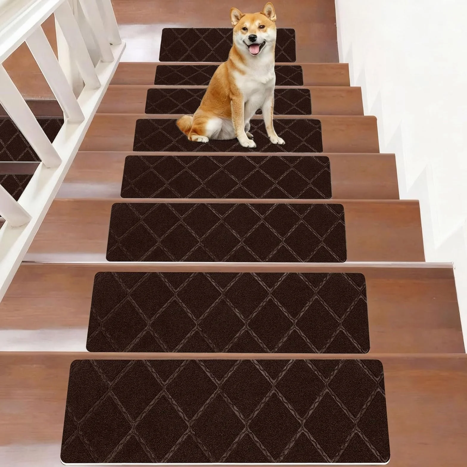 15 sztuk mat na schody, 55 x 19 cm, antypoślizgowe maty na schody, samoprzylepne dywaniki na schody, nadają się do prania w pralce, dla dzieci, osób starszych i zwierząt domowych