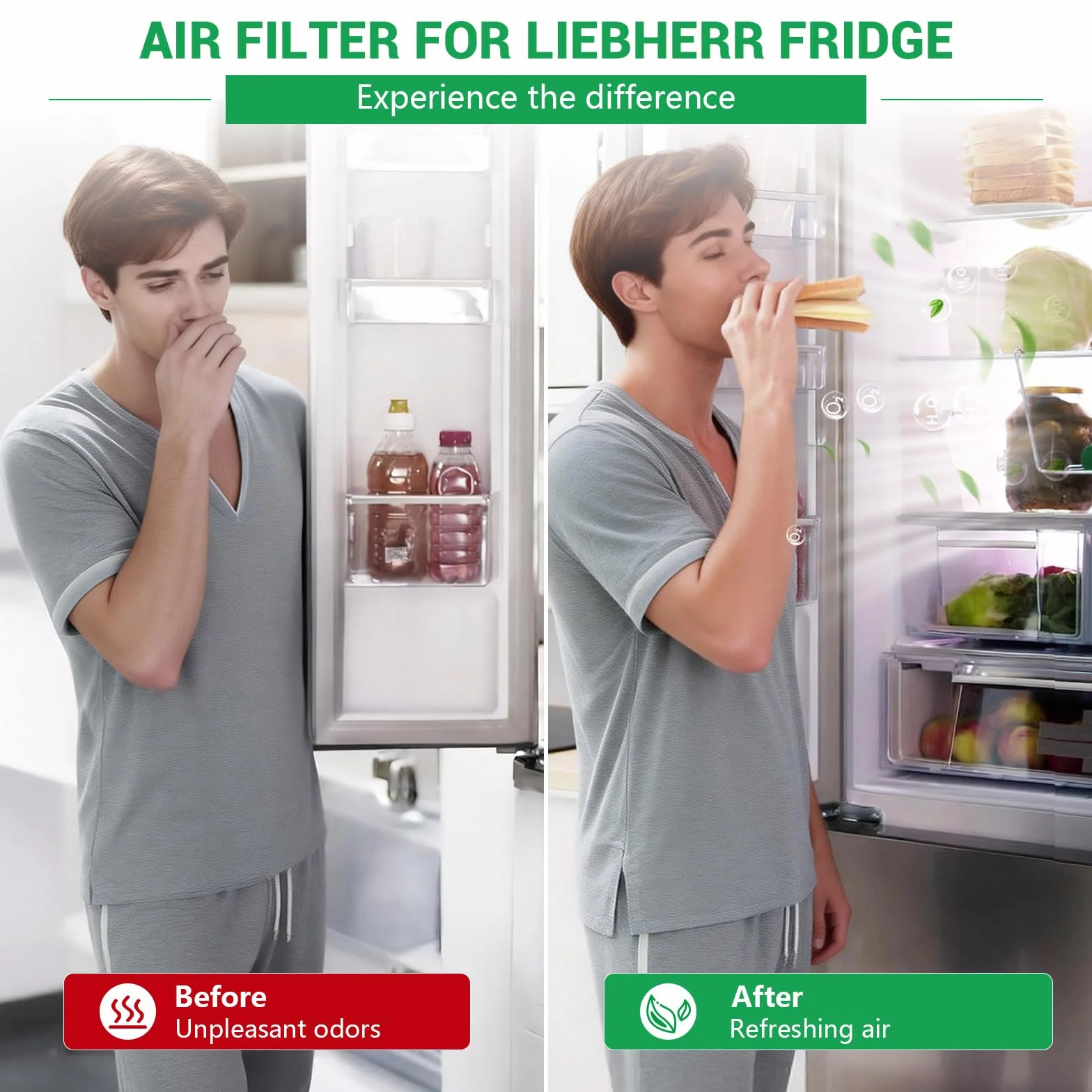 4 filtry Fresh Air do chłodziarki dla Liebherr, filtr z węglem aktywnym, premium pasuje do 9096989, 988246000, 988246001, 9882429, 9882460, zamiennik 7440021-00