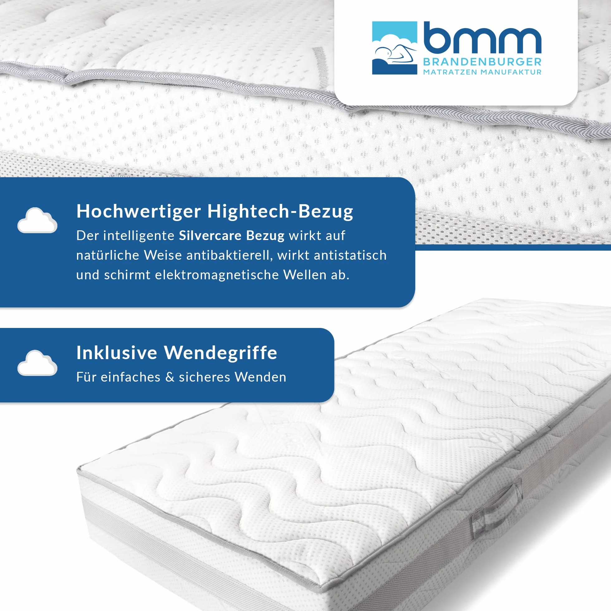 BMM Materac 160 x 200 cm, komfortowy, 23 H3, twardy materac z zimnej pianki, certyfikat Öko-Tex, ergonomiczny, 7-strefowy materac, wysokość 23 cm, komfort 23 / materac wyprodukowany w Niemczech