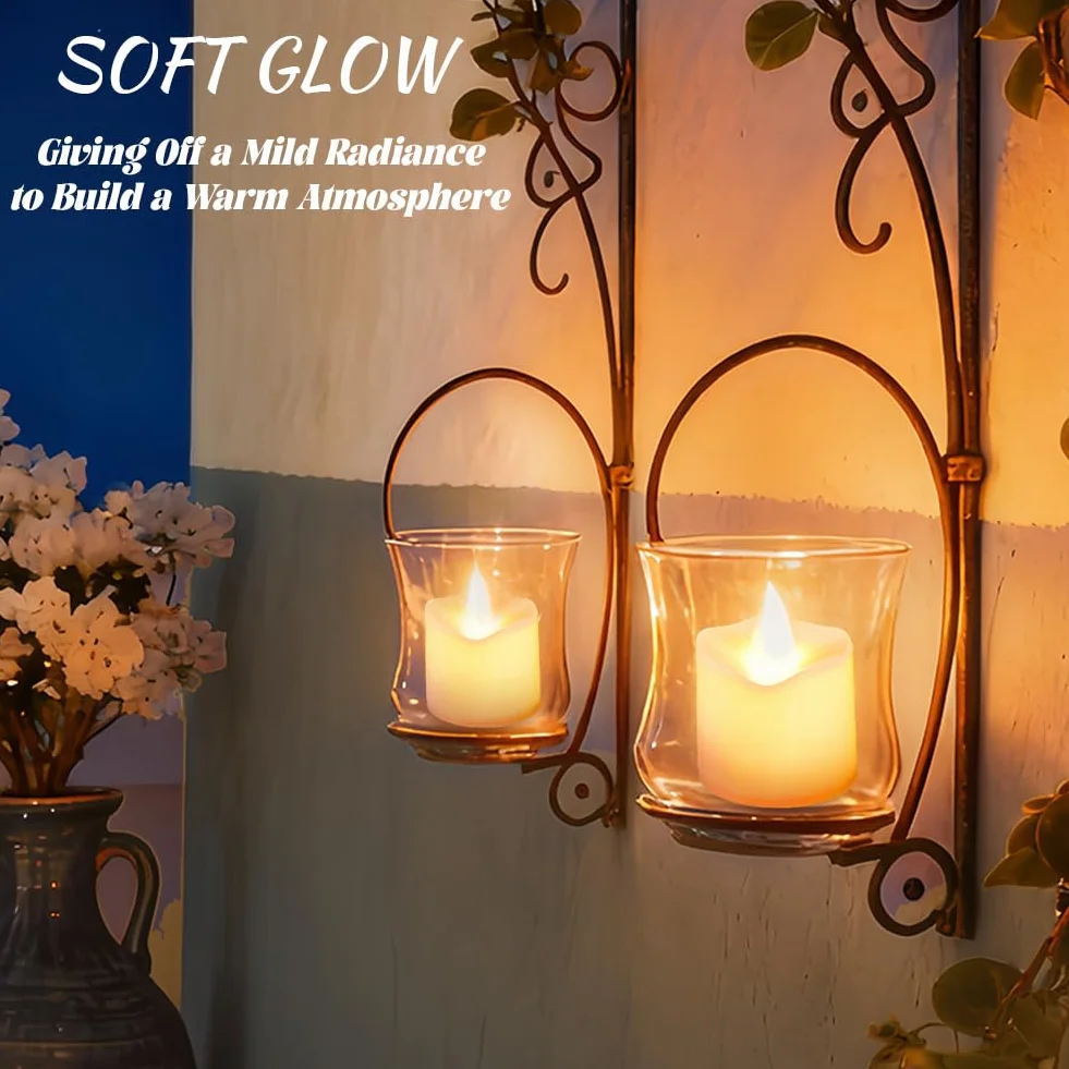 flintronic 24 szt. Świeczki LED Tea Light, zasilane bateryjnie, bezpłomieniowe świeczki Tea Light, realistyczne i jasne elektryczne sztuczne świeczki na urodziny, Walentynki, Boże Narodzenie