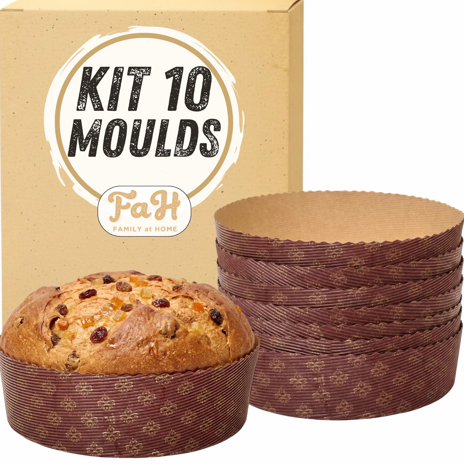 Forma Low Panettone, 500 g, jakość premium (10 sztuk) – profesjonalne kubki Panettone z czystego papieru celulozowego w kuchence mikrofalowej, zaprojektowane dla Panettone, odporne na wysokie