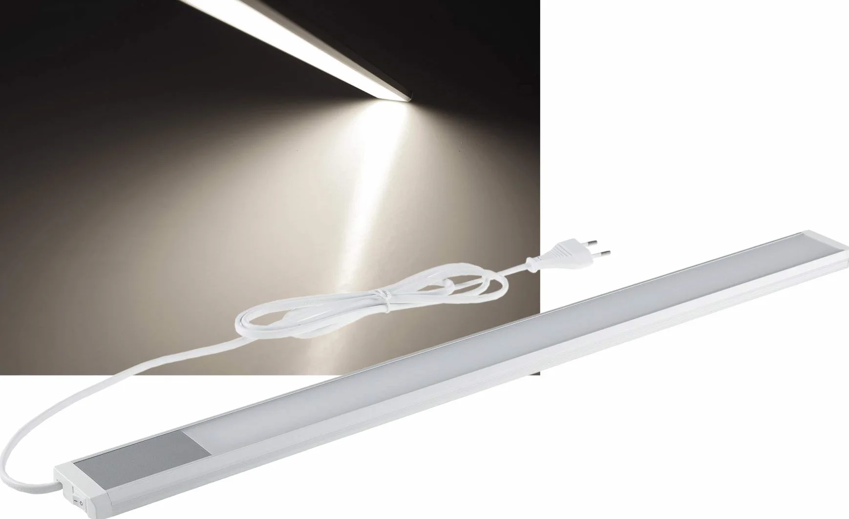 Listwa oświetleniowa LED podszafkowa 60 cm 10 W 1430 lumenów 1 szt. 230 V Kabel 1,5 m z włącznikiem oświetlenie powierzchni roboczej w kuchni neutralna biel