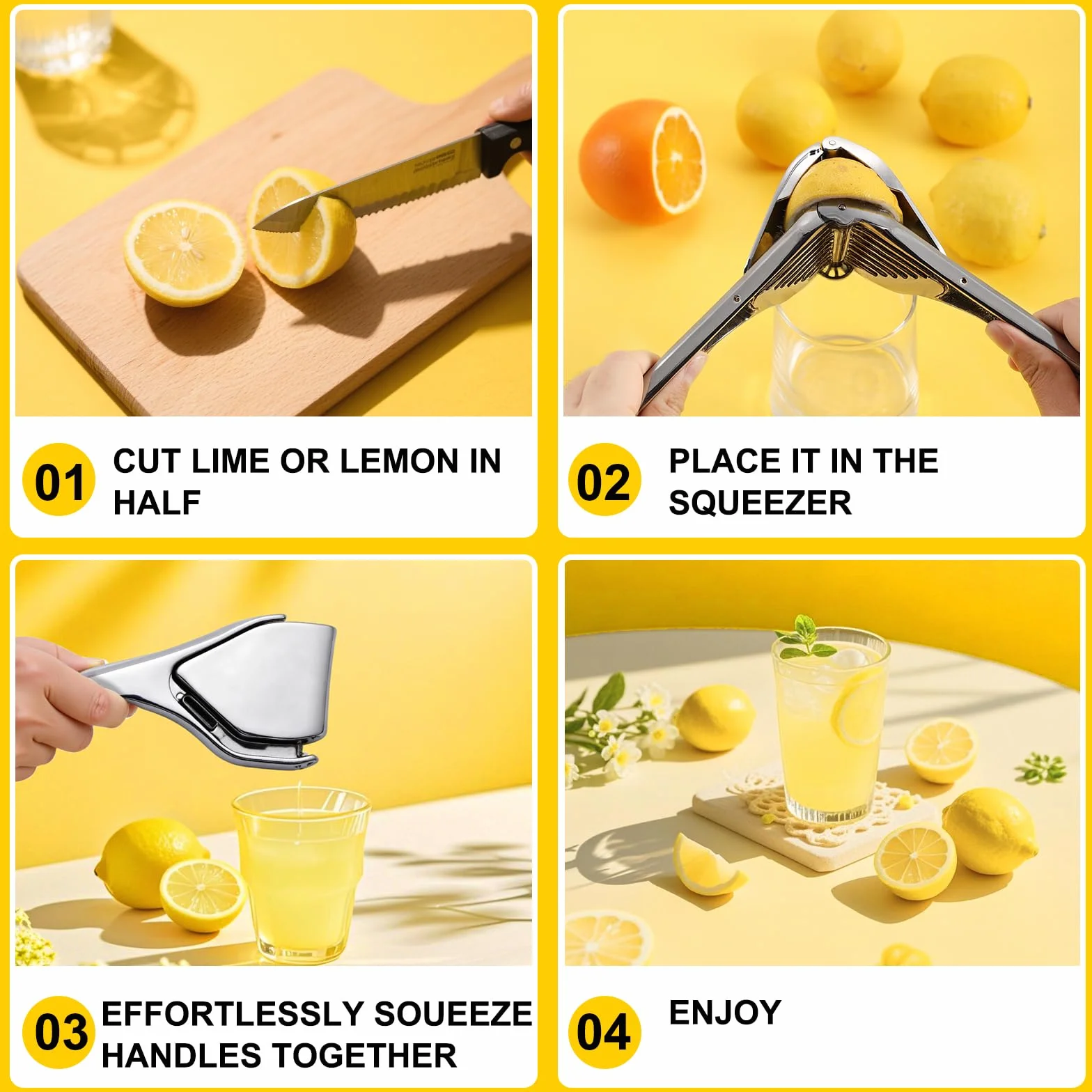 Ręczna wyciskarka do cytryn i limonek z metalu nierdzewnego, do zmywarki