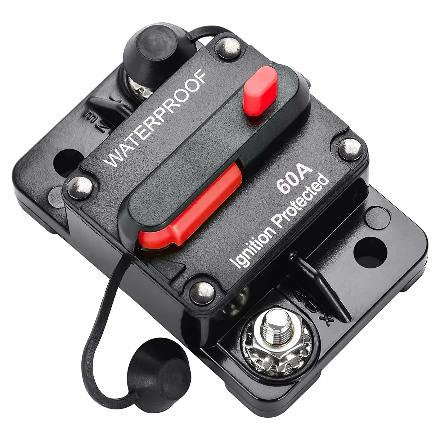Gebildet 60 Amp Wyłącznik z Ręcznym Resetowaniem Wodoodporny inwerter Bezpieczników liniowych do Silników Morskich łodzi ATV Ręczne Zasilanie 12V-42VDC (60A)