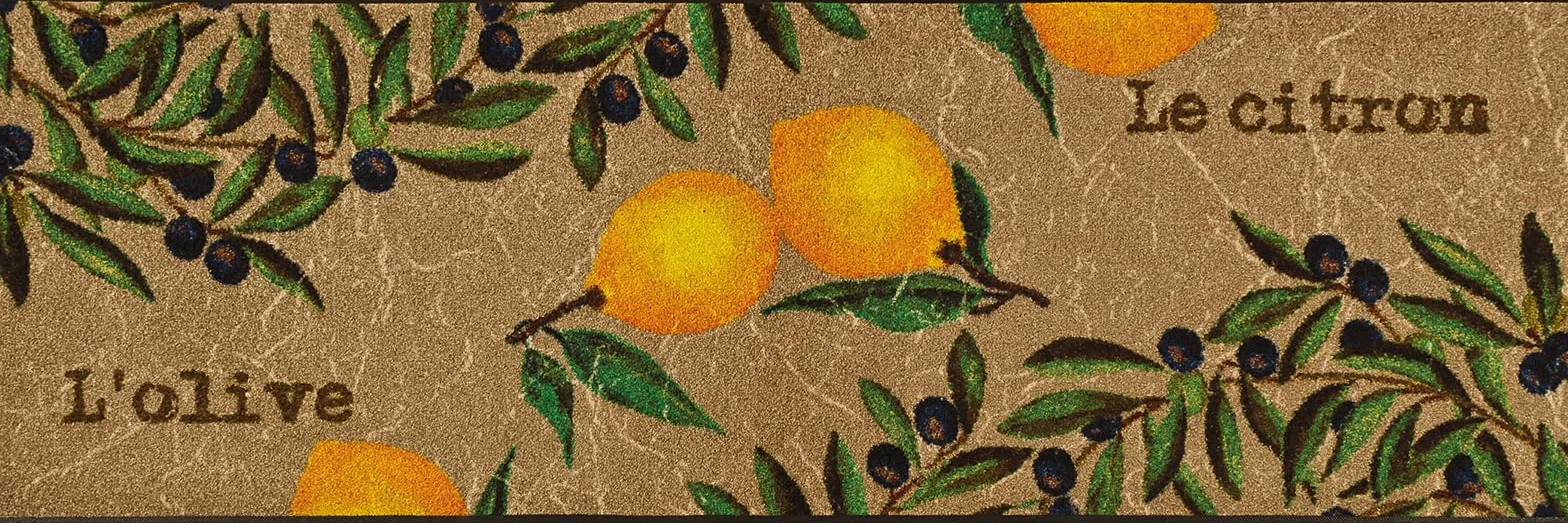 wash+dry Wycieraczka, Le Citron 60 x 180 cm, do wewnątrz i na zewnątrz, nadaje się do prania