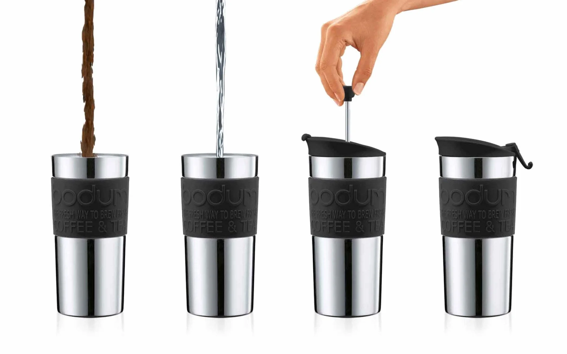 Bodum TRAVEL PRESS Zaparzacz do kawy, French Press System, podwójne ścianki, 0,35 l, czarny