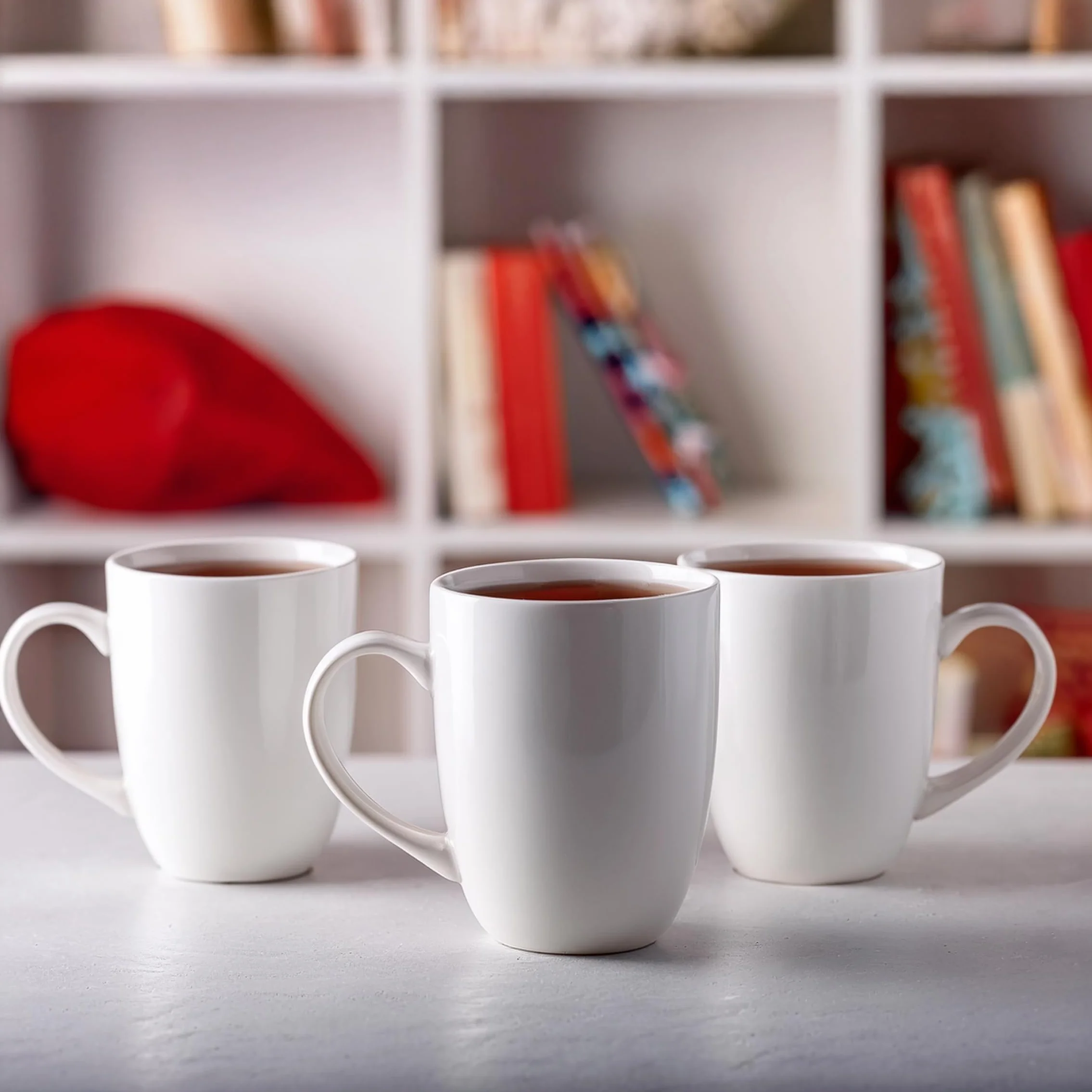 Glasmark Krosno Zestaw Kubków Ceramicznych 0,3 Litra Do Picia Kawy i Herbaty Z Uchem - Akcesoria Kuchenne Białe 6 x 300 ML