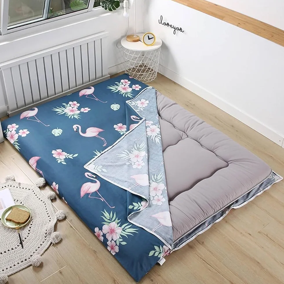 Retro japoński pokrowiec na materac podłogowy, pokrowce na futon z zamkiem błyskawicznym, 100% bawełna miękki pokrowiec na materac tatami, przyjazny dla skóry i można prać w pralce (Rozmiar