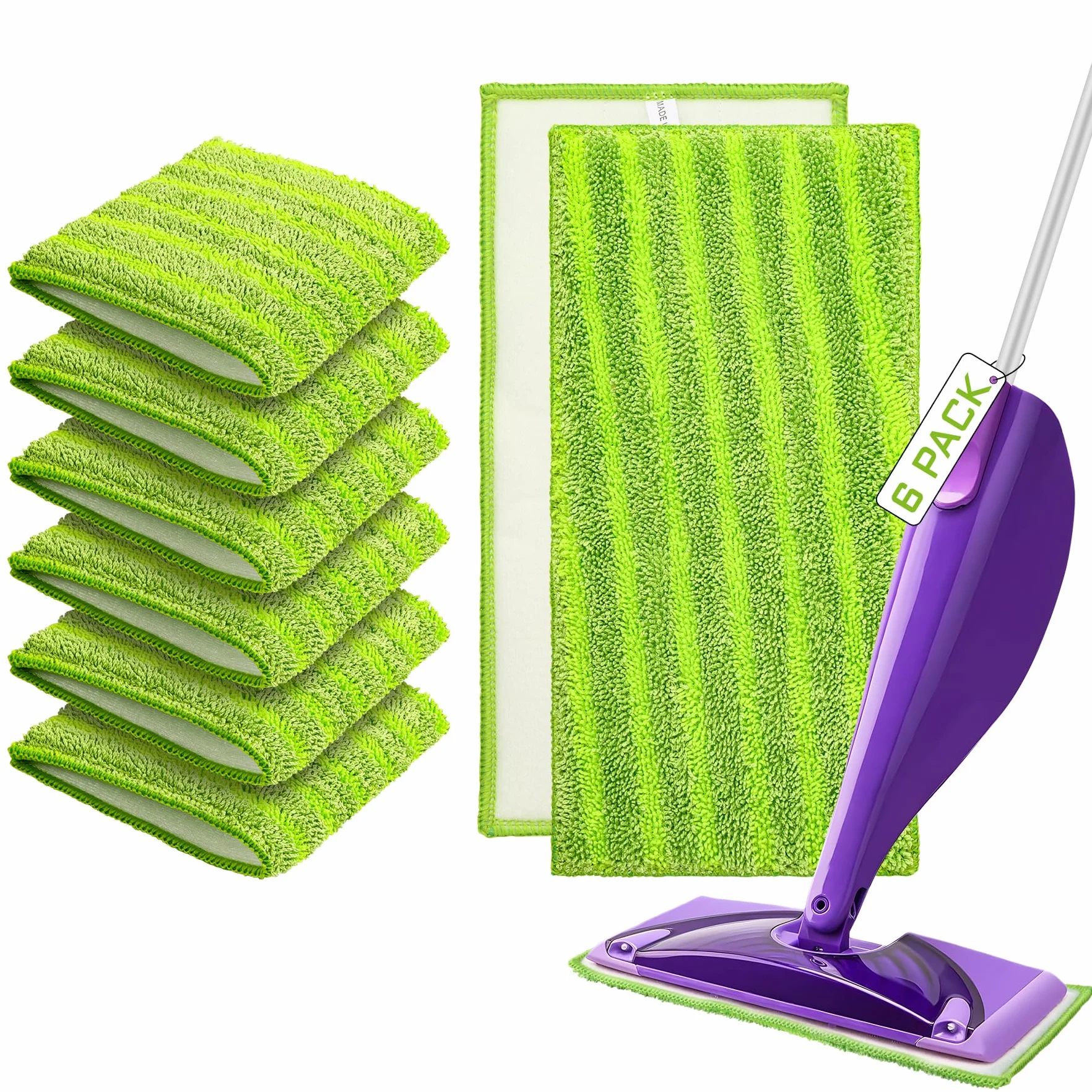 6 sztuk podkładek do czyszczenia mopa z mikrofibry, poszewka zapasowa 30 x 14 cm, zestaw mopa podłogowego, nadaje się do prania i wielokrotnego użytku, do mopa Swiffer WetJet