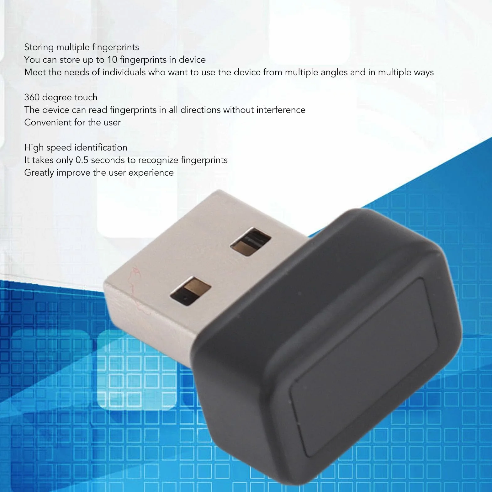 Ejoyous Szybki, dopasowany czytnik linii papilarnych USB, bardzo czuły biometryczny skaner biometryczny do przechowywania odcisków palców, ultra niski poziom odrzucenia i
