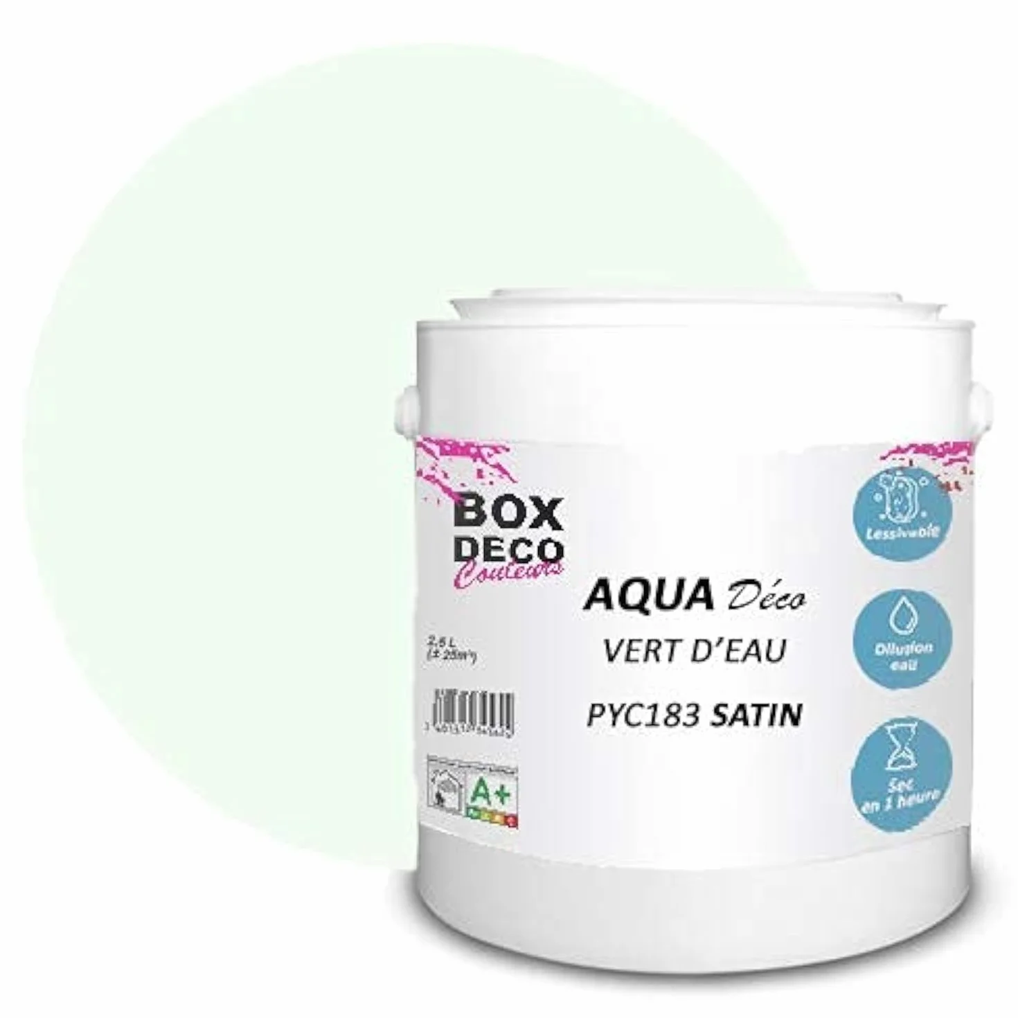 Farba akrylowa o wyglądzie satyny Aqua Deco - 2,5 l / 25m², zieleń wodna