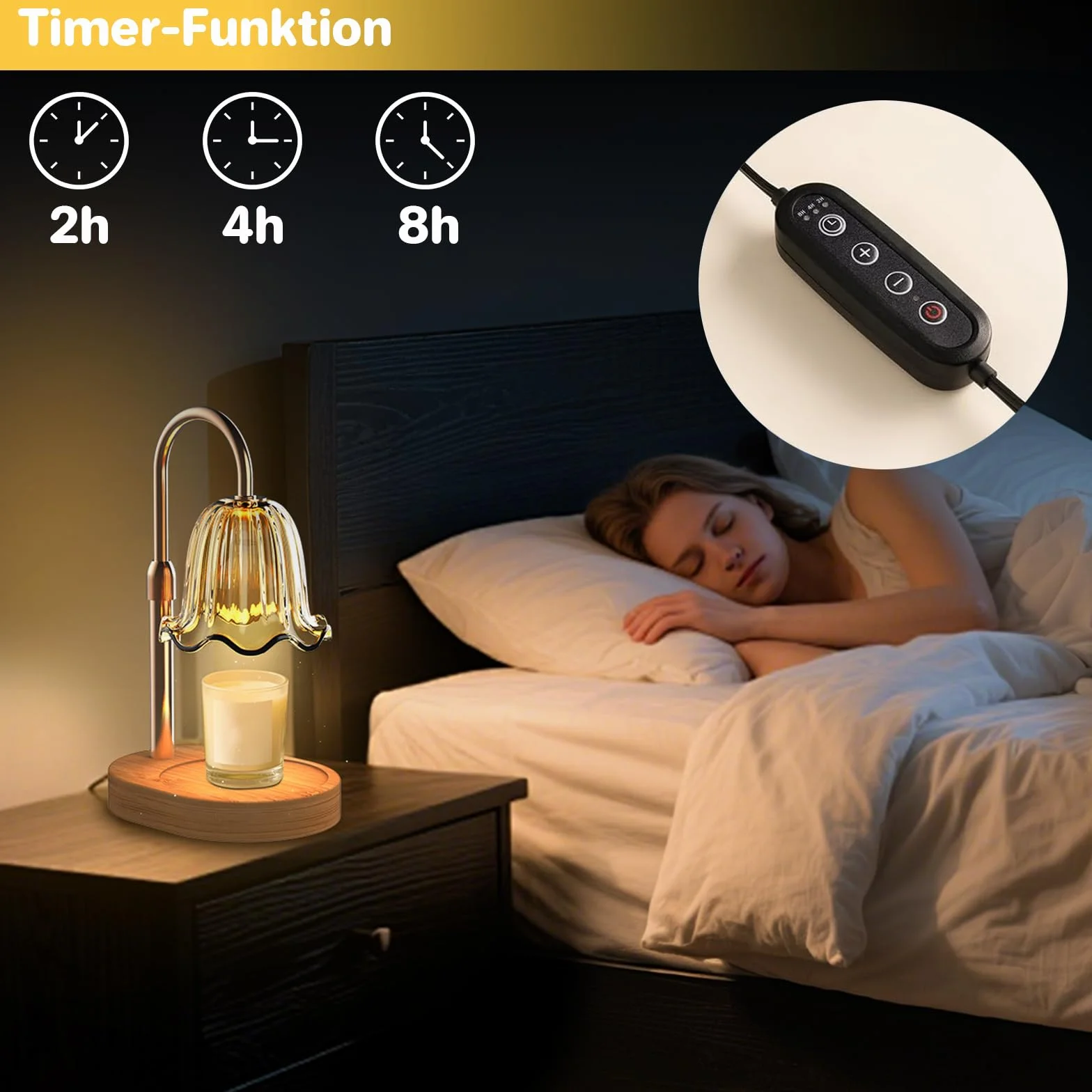 Philorn Podgrzewacz do świec Lampa ze ściemniaczem, timerem i 2 żarówkami, Flower Candle Lamp z regulacją wysokości, Elektryczne światło do podgrzewania świec dla pojemników woskowych, Prezenty