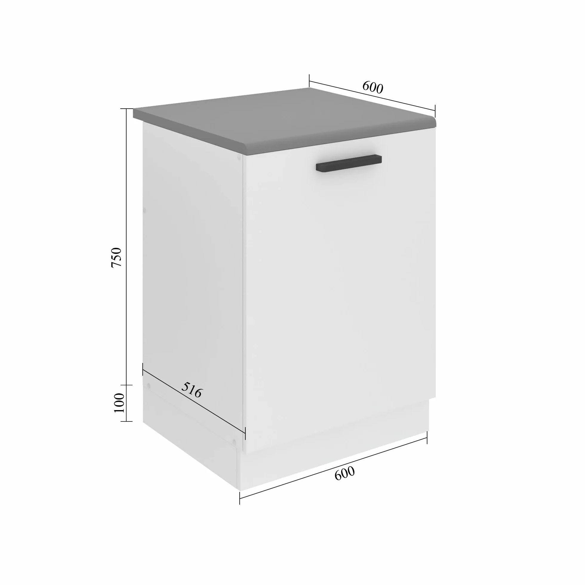 Belini szafka pod zlewozmywak, 60 cm szerokości, bez blatu roboczego, szafka pod zlewozmywak z 1 drzwiami, dąb sonoma