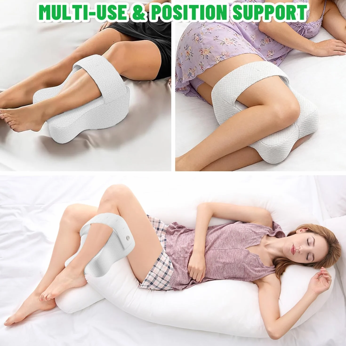 Poduszka na kolana dla osób śpiących na boku, ergonomiczna poduszka na kolana do spania, zdejmowana poduszka ortopedyczna, poduszka na nogi do spania, z wiskoelastycznej pianki memory na bóle bioder i