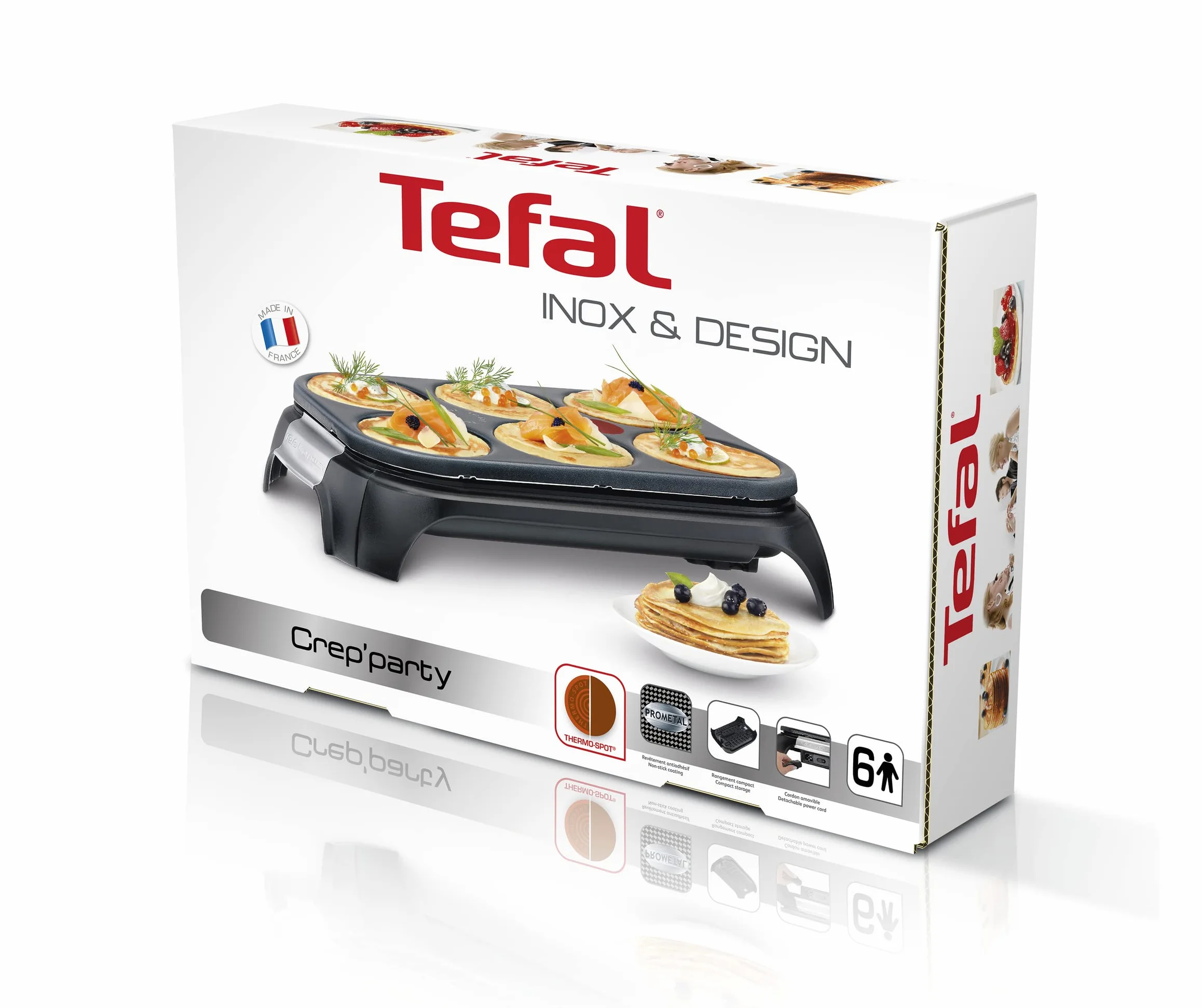 Tefal Crep Party stal szlachetna & Design PY558813 – naleśniki i powłoka nieprzywierająca ze stali nierdzewnej o pojemności na 6 naleśników
