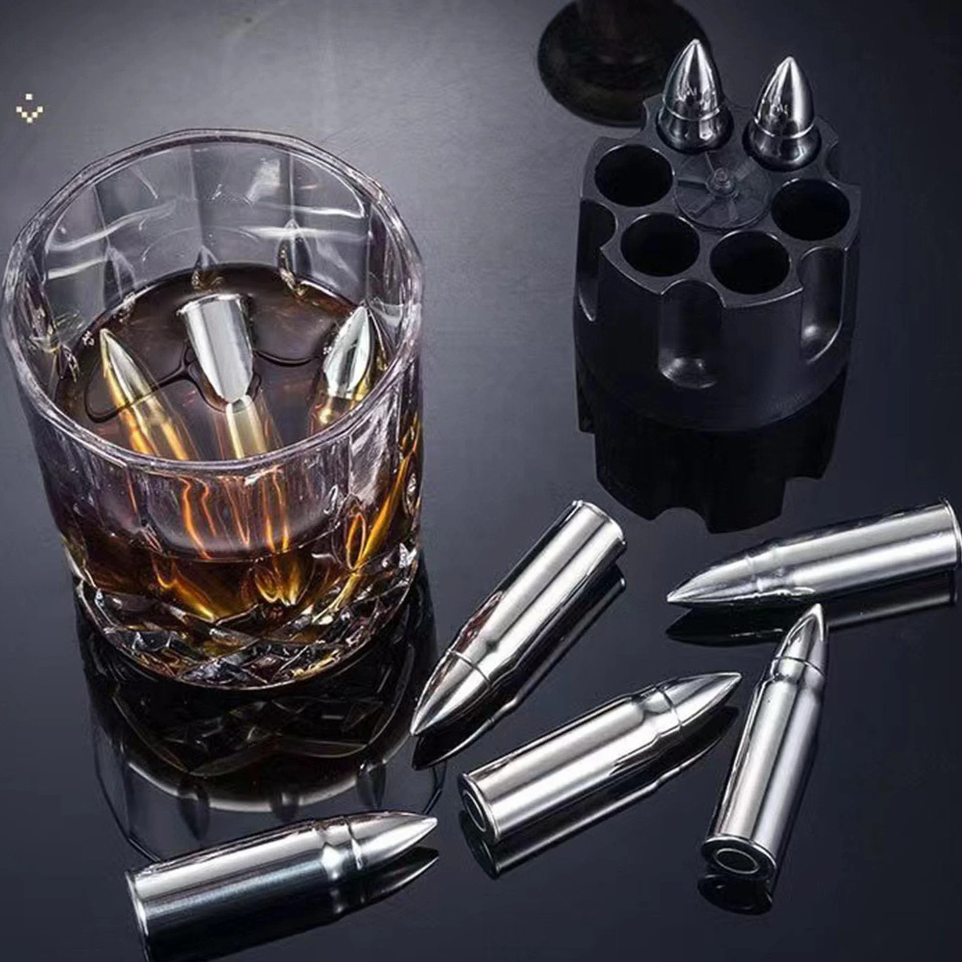 YUEMING Zestaw kamieni do whisky 6 kamieni 1 szczypce kostki lodu wielokrotnego użytku