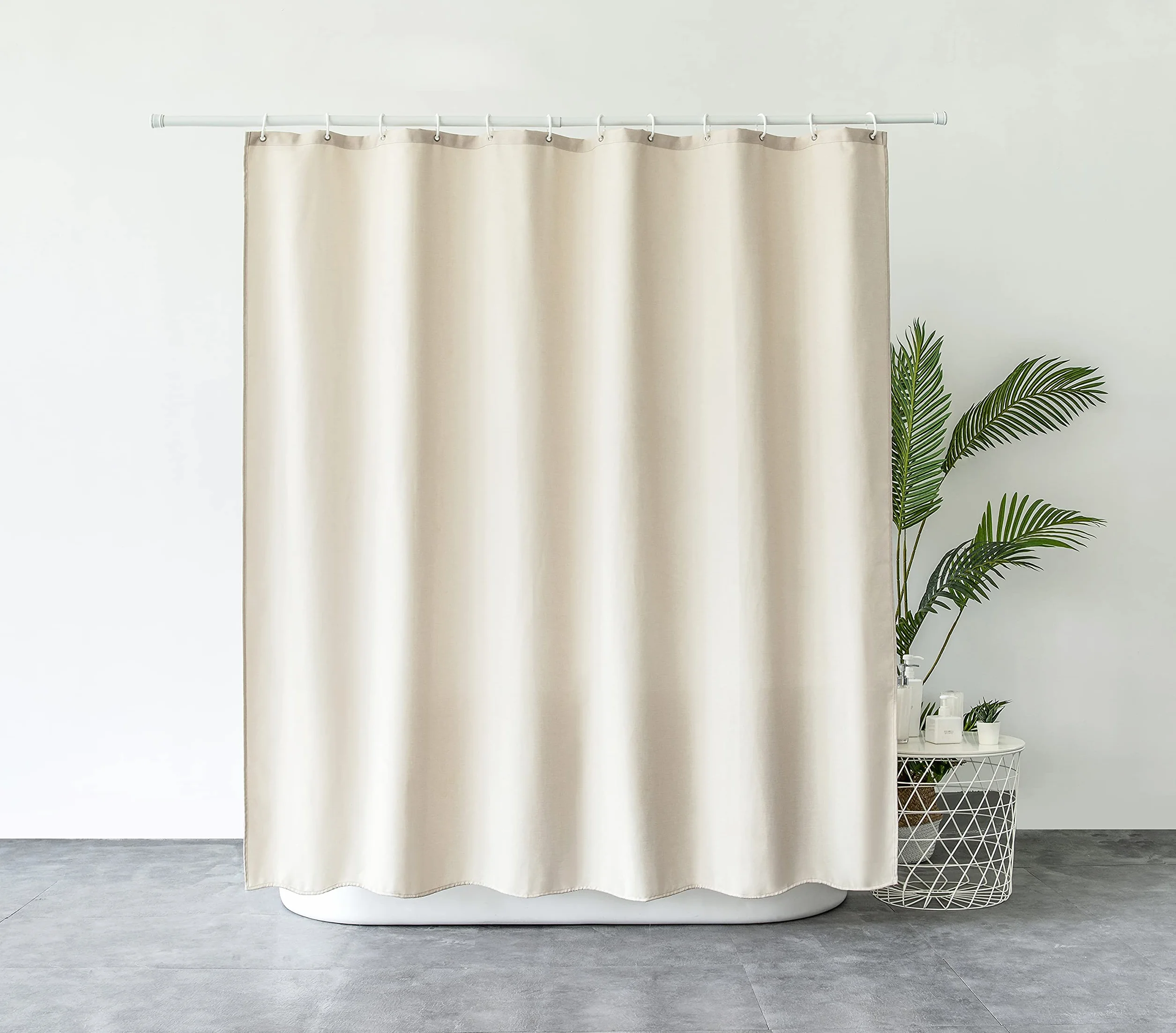 TURIM Zasłona prysznicowa klasy premium, lniana tkanina, 240 x 200 cm, wodoszczelna, odporna na pleśń, do łazienki, beżowa, 180 x 200 cm