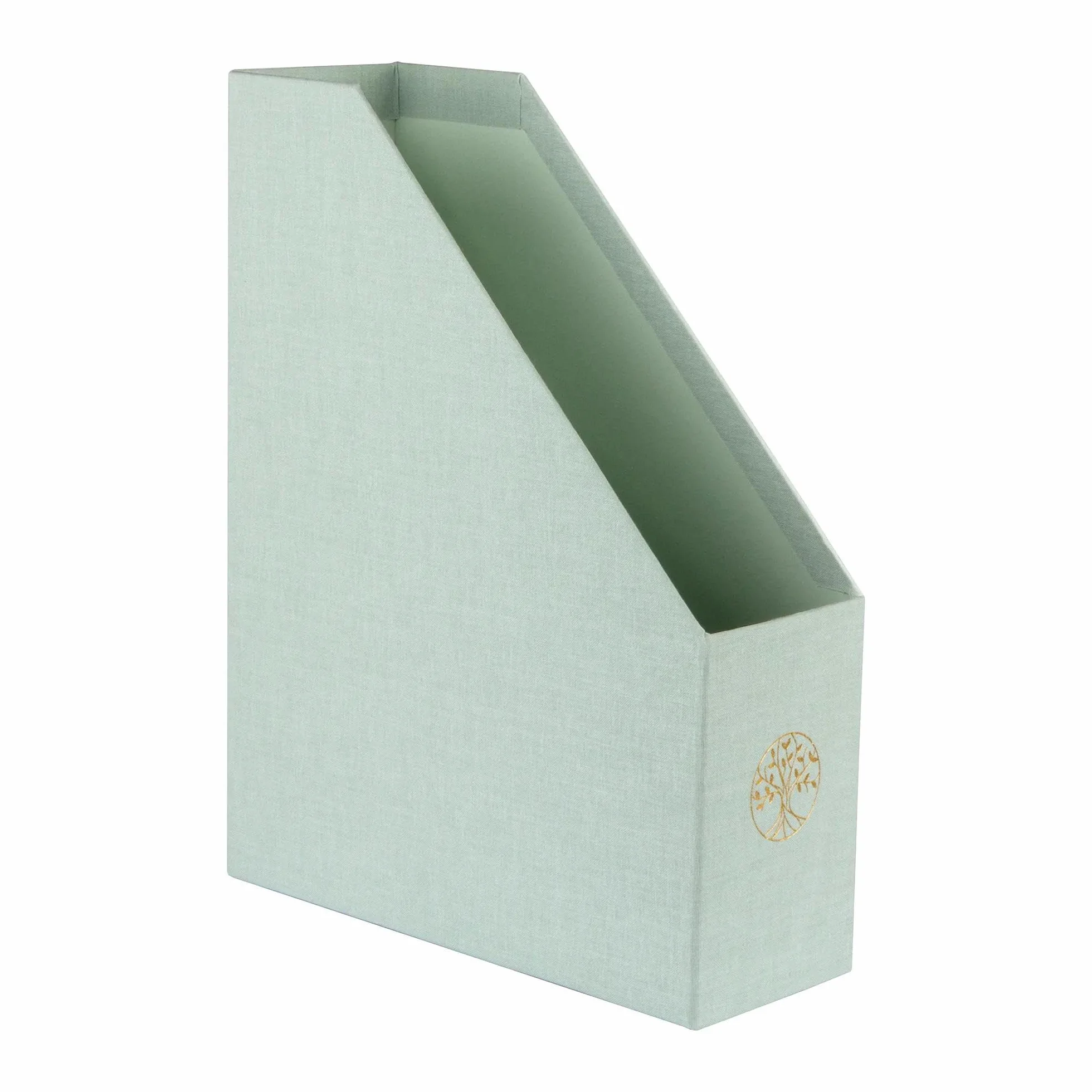 Clairefontaine 116237C – stojak na czasopisma Arbre de Vie na tle Toile du Marais w kolorze celadon – karton – 25 × 10 × 32,5 cm – home office – kolekcja Inspire