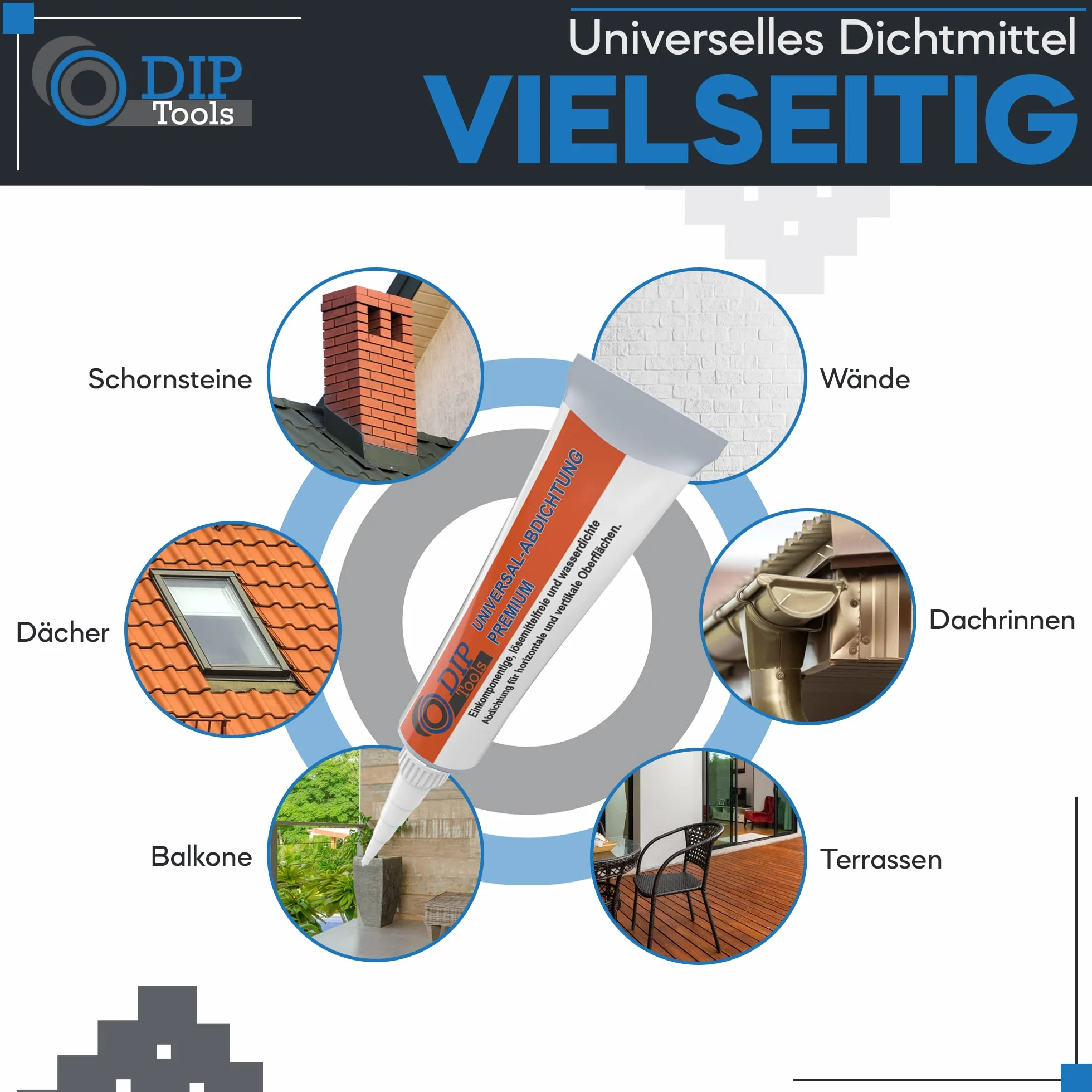 DIP-Tools wodoodporna uszczelka z płynnego tworzywa sztucznego, wodoszczelna uszczelka do rynny dachowej, na taras, do samochodów itd. 80 g