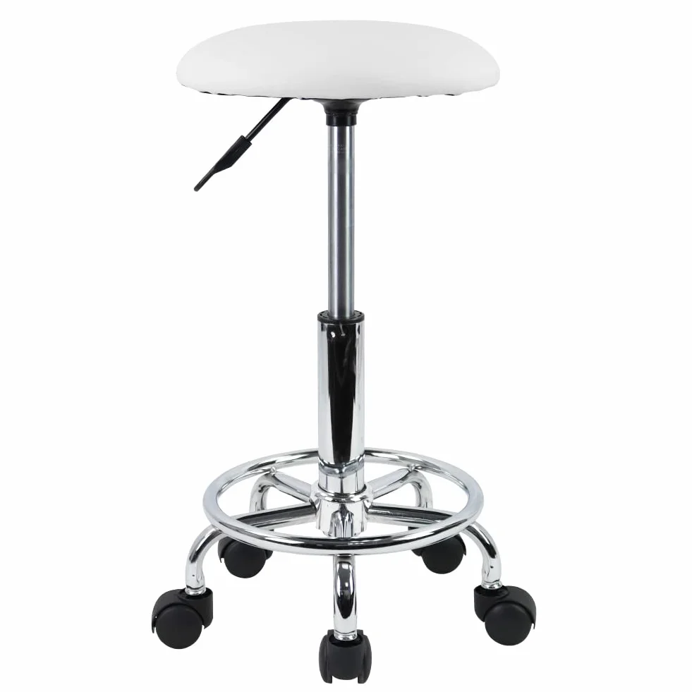 KKTONER krzesło obrotowe, 38cm, regulowana wysokość, skóra PU, poduszka, salon, stół kosmetyczny, masaż, krzesło biurowe, krzesło, mały biały